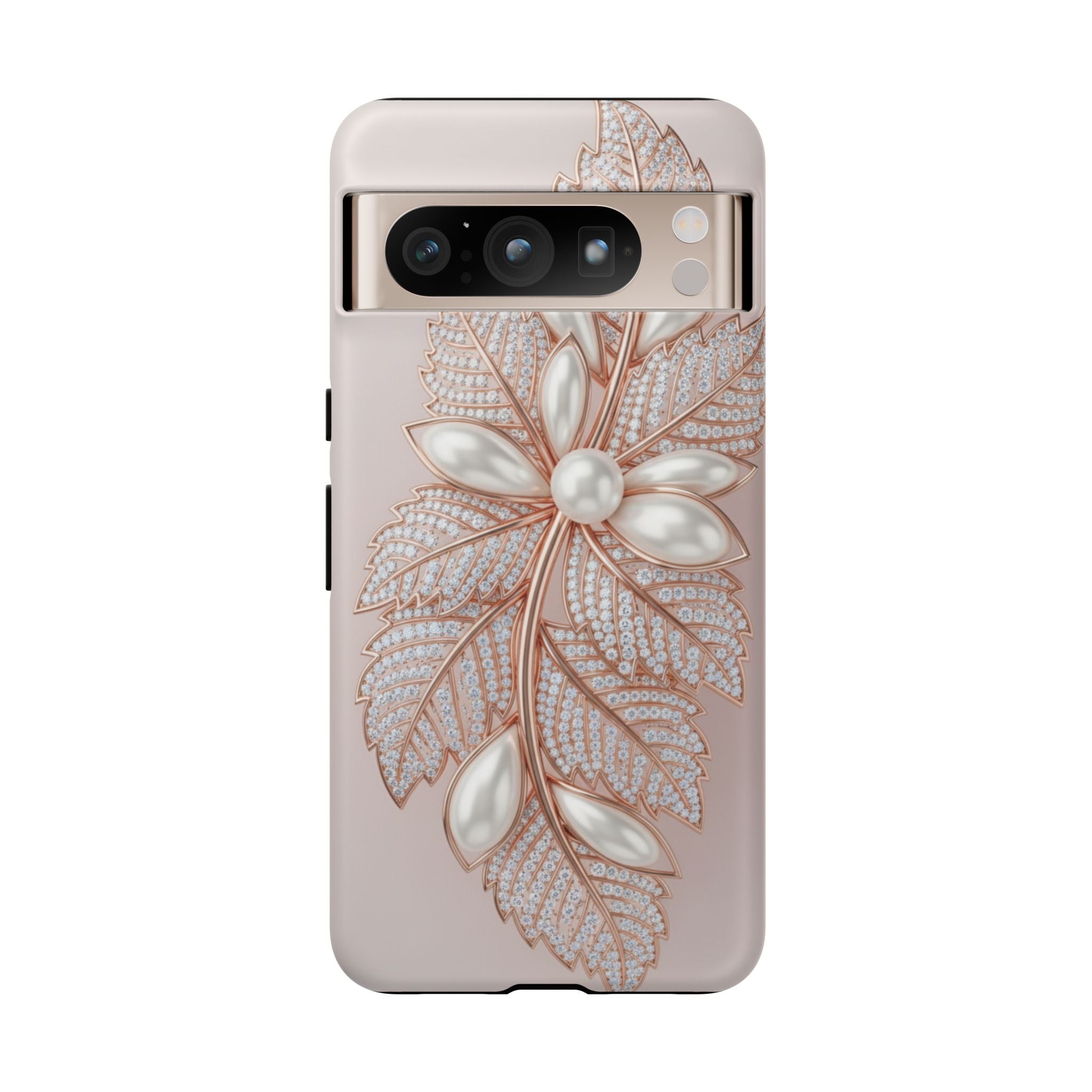 Rose Gold Pearl Leaf Tough Phone Case for Google Phone
