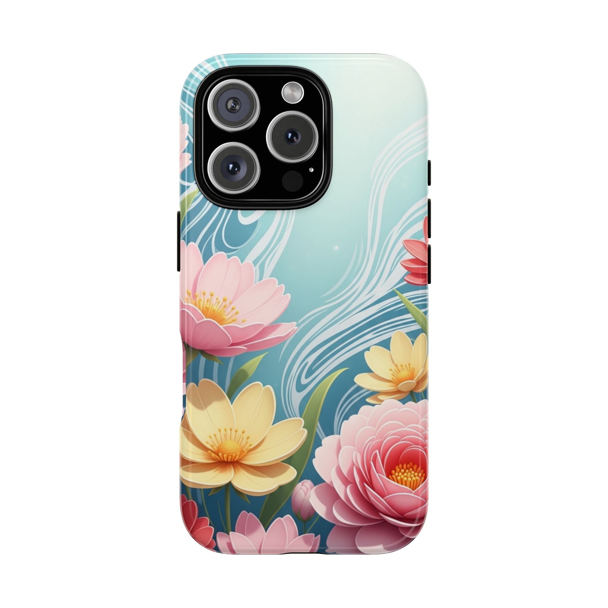 Floral Lotus Tough Phone Case — Watercolor Garden Protective Cover