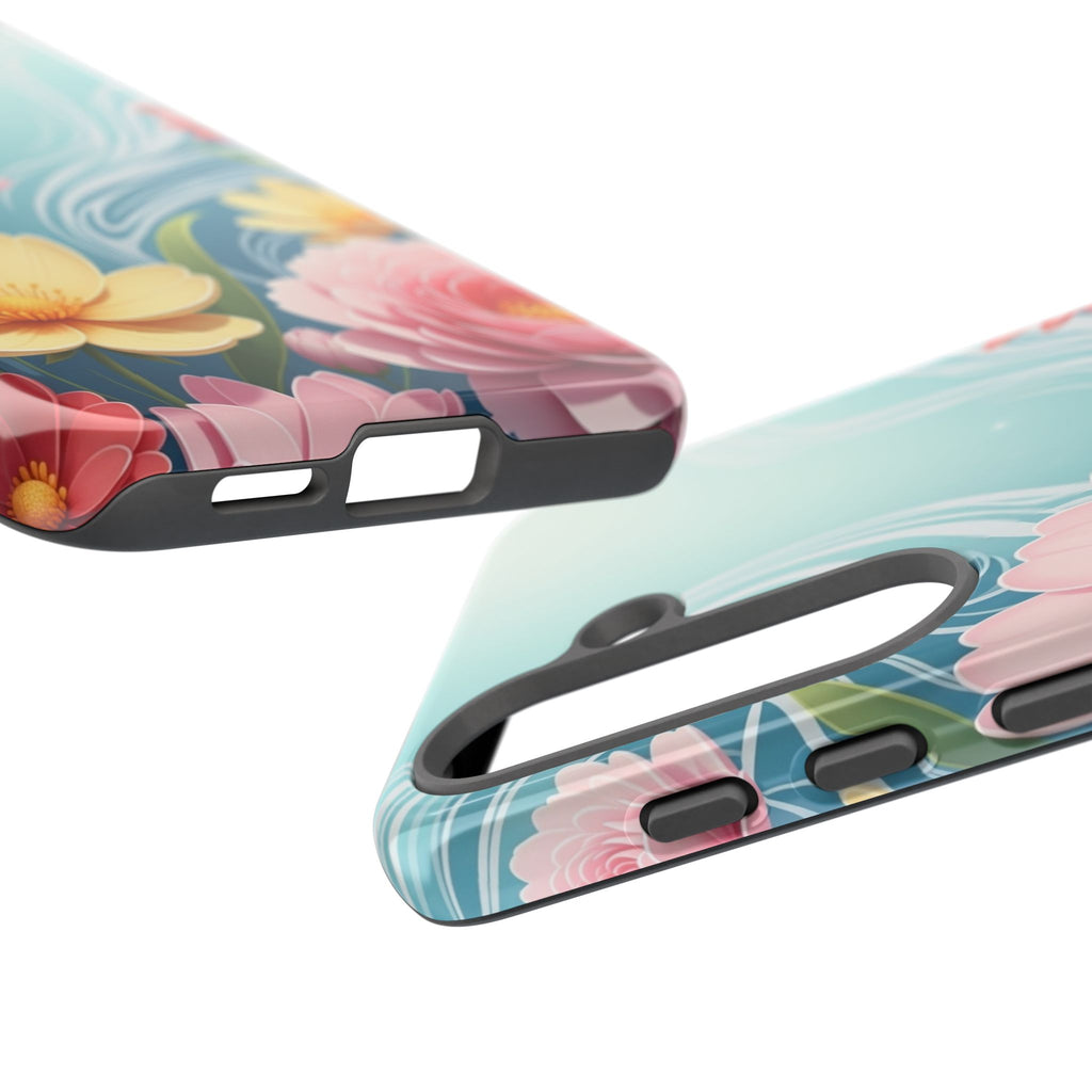 Floral Lotus Tough Phone Case — Watercolor Garden Protective Cover