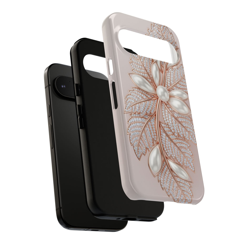 Rose Gold Pearl Leaf Tough Phone Case for Google Phone