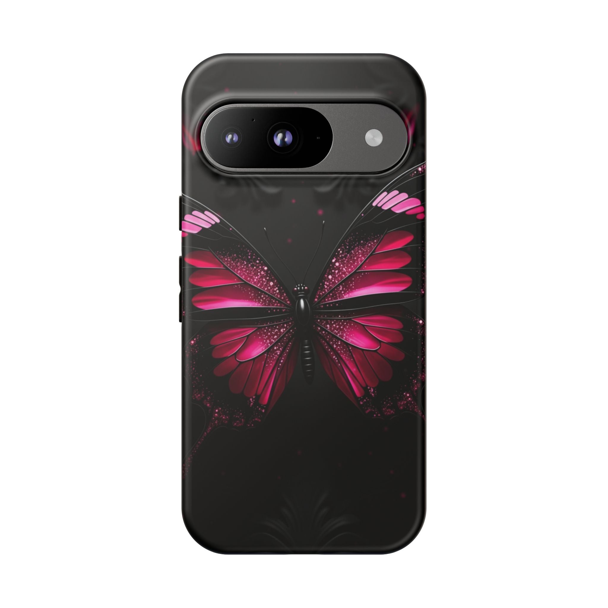 Pink Butterfly Tough Phone Case - Shockproof Protective iPhone Cover