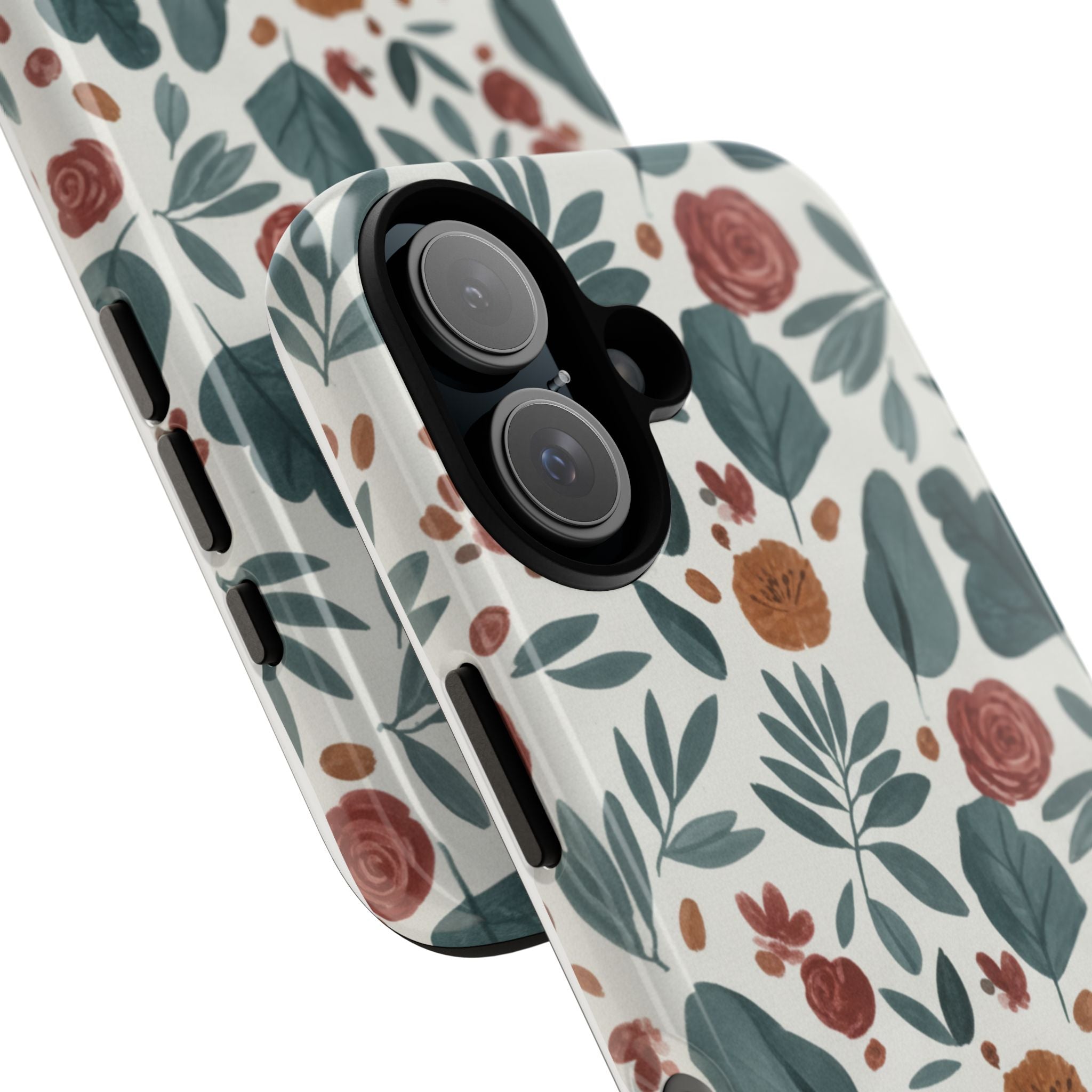 Floral Leaf Pattern Tough Phone Case — Protective Botanical iPhone Cover