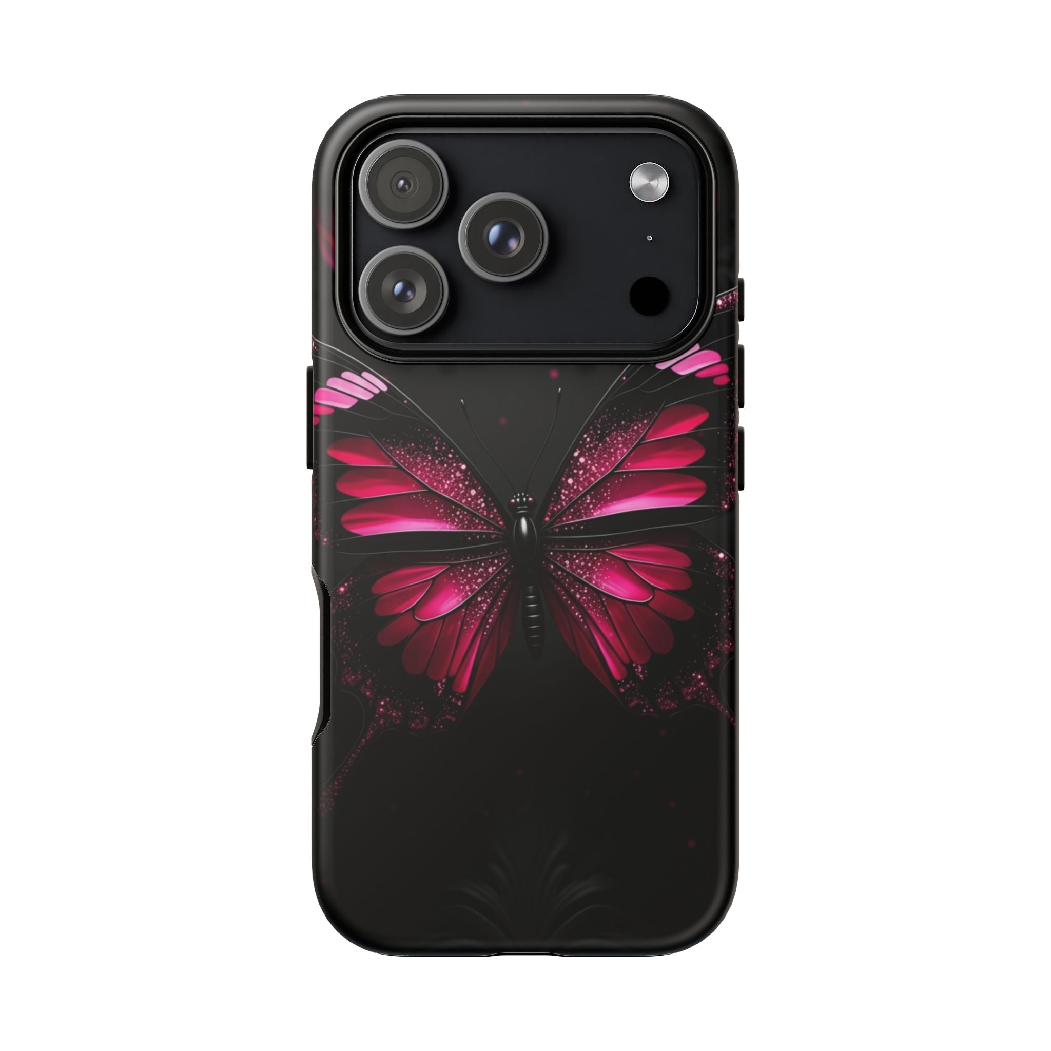 Pink Butterfly Tough Phone Case - Shockproof Protective iPhone Cover