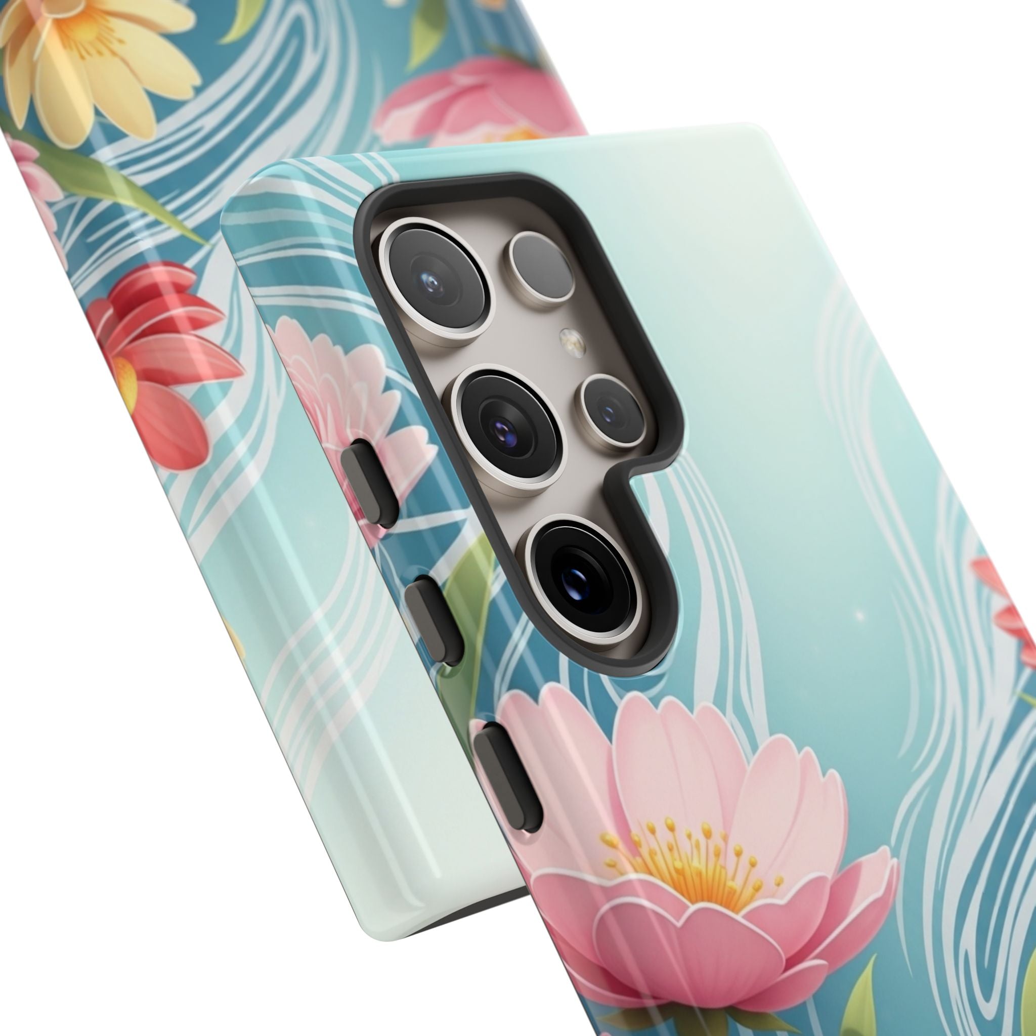 Floral Lotus Tough Phone Case — Watercolor Garden Protective Cover