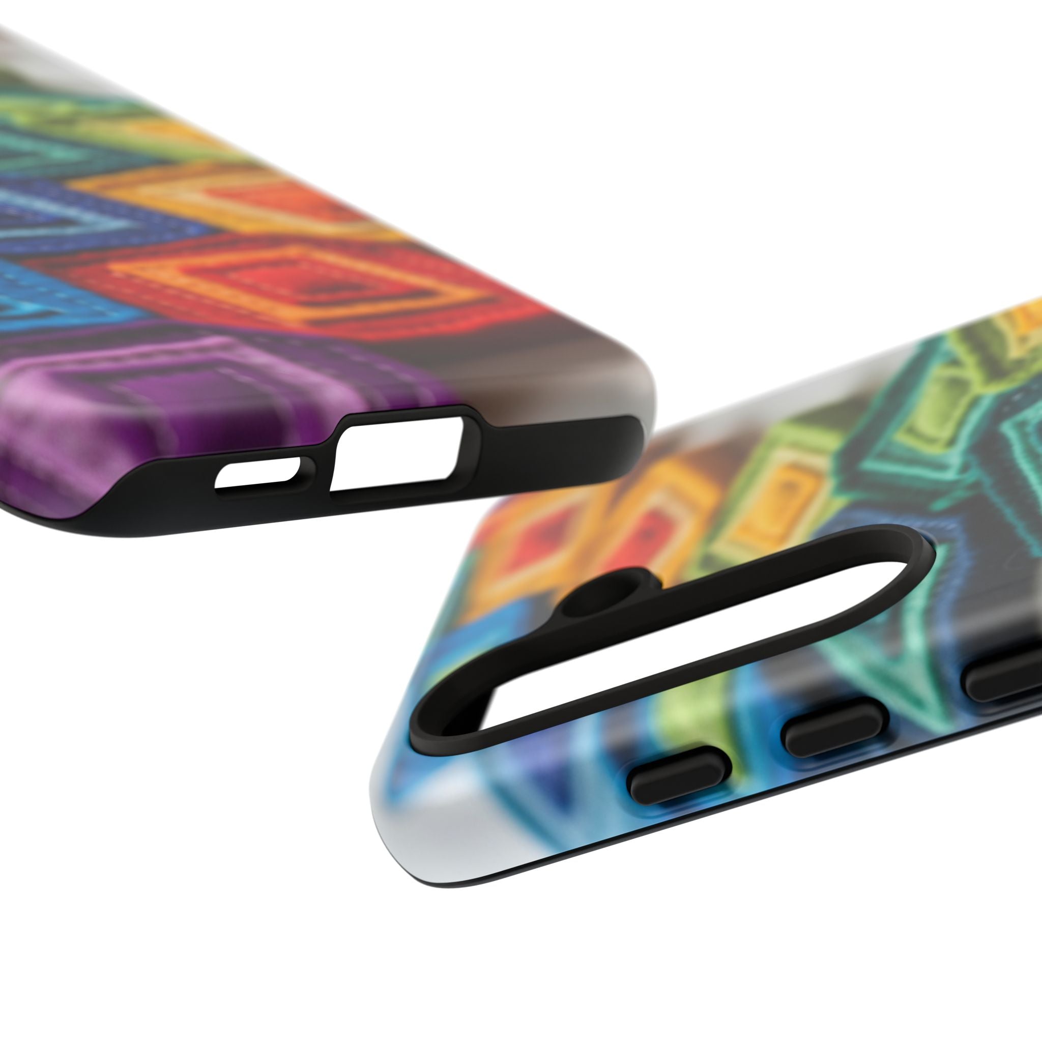 Colorful Geometric Quilt Pattern Phone Case – Bright Rainbow Diamond Tough Case