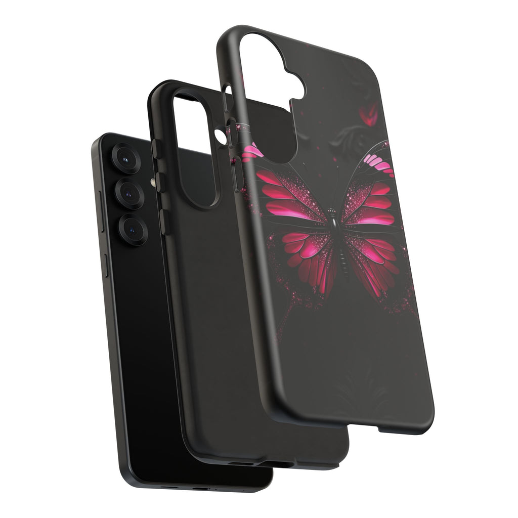 Pink Butterfly Tough Phone Case - Shockproof Protective iPhone Cover