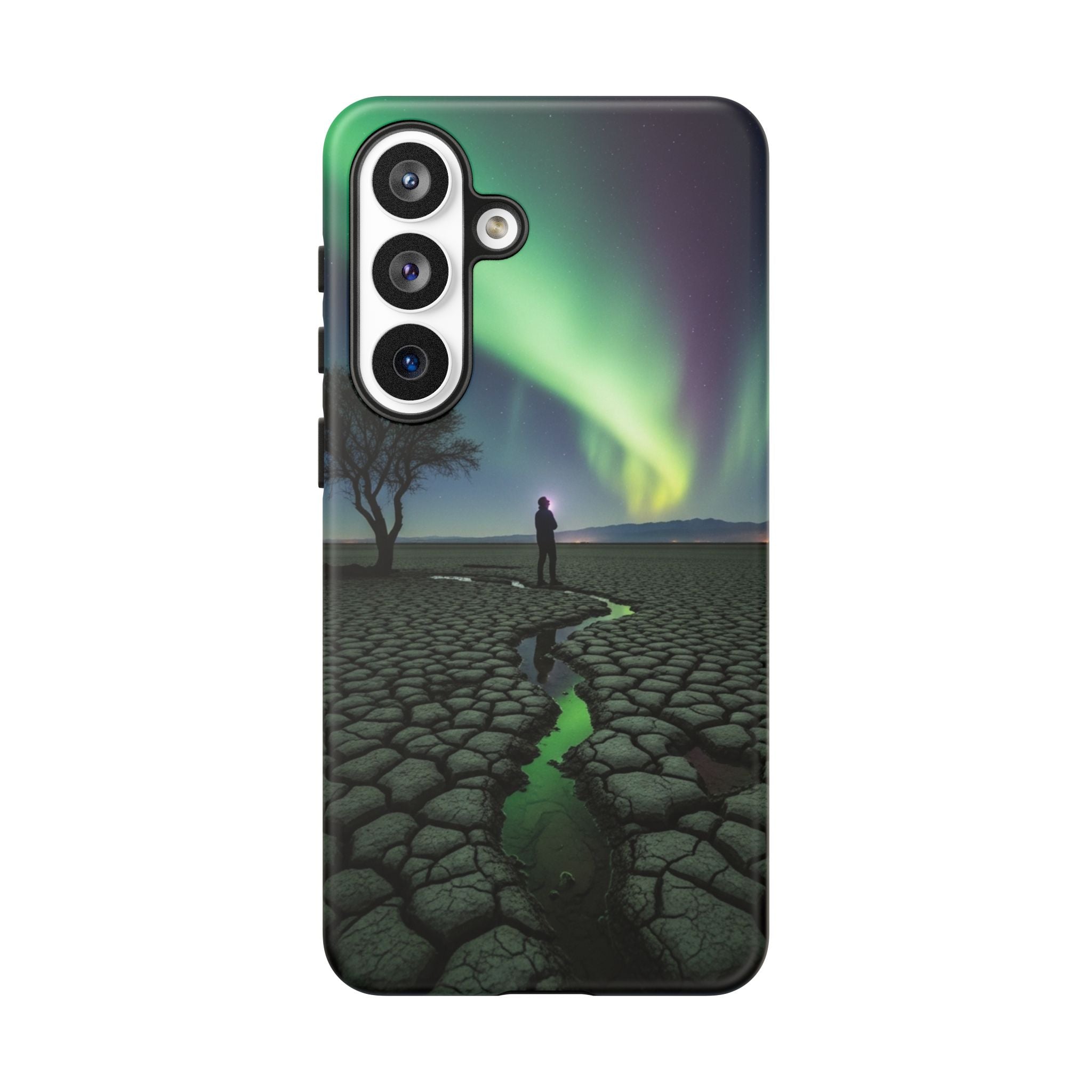 Aurora Night Sky Tough Phone Case — Northern Lights Landscape Protective Cover