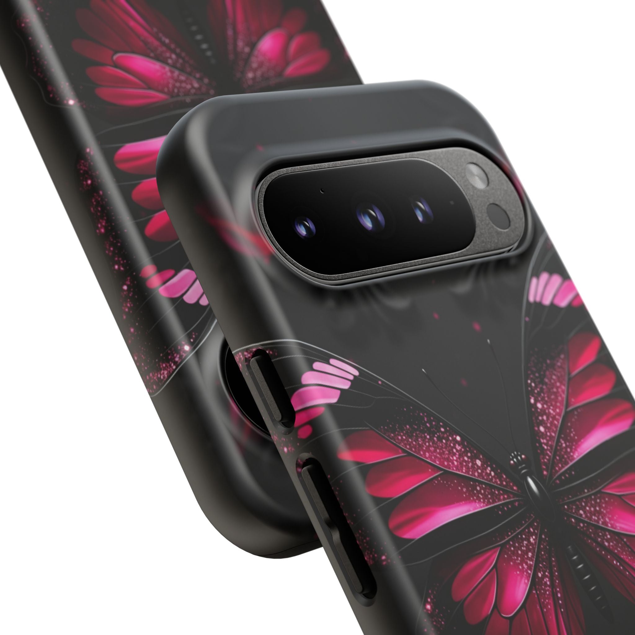 Pink Butterfly Tough Phone Case - Shockproof Protective iPhone Cover