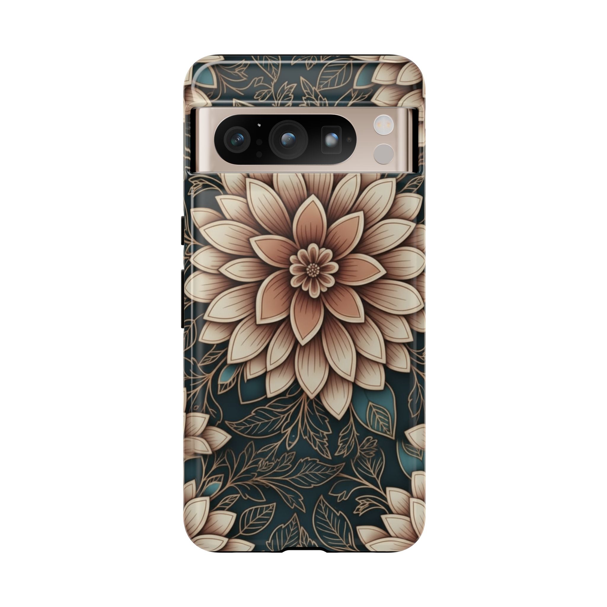 Floral Mandala Tough Phone Case - Boho Dahlia Protective Cover