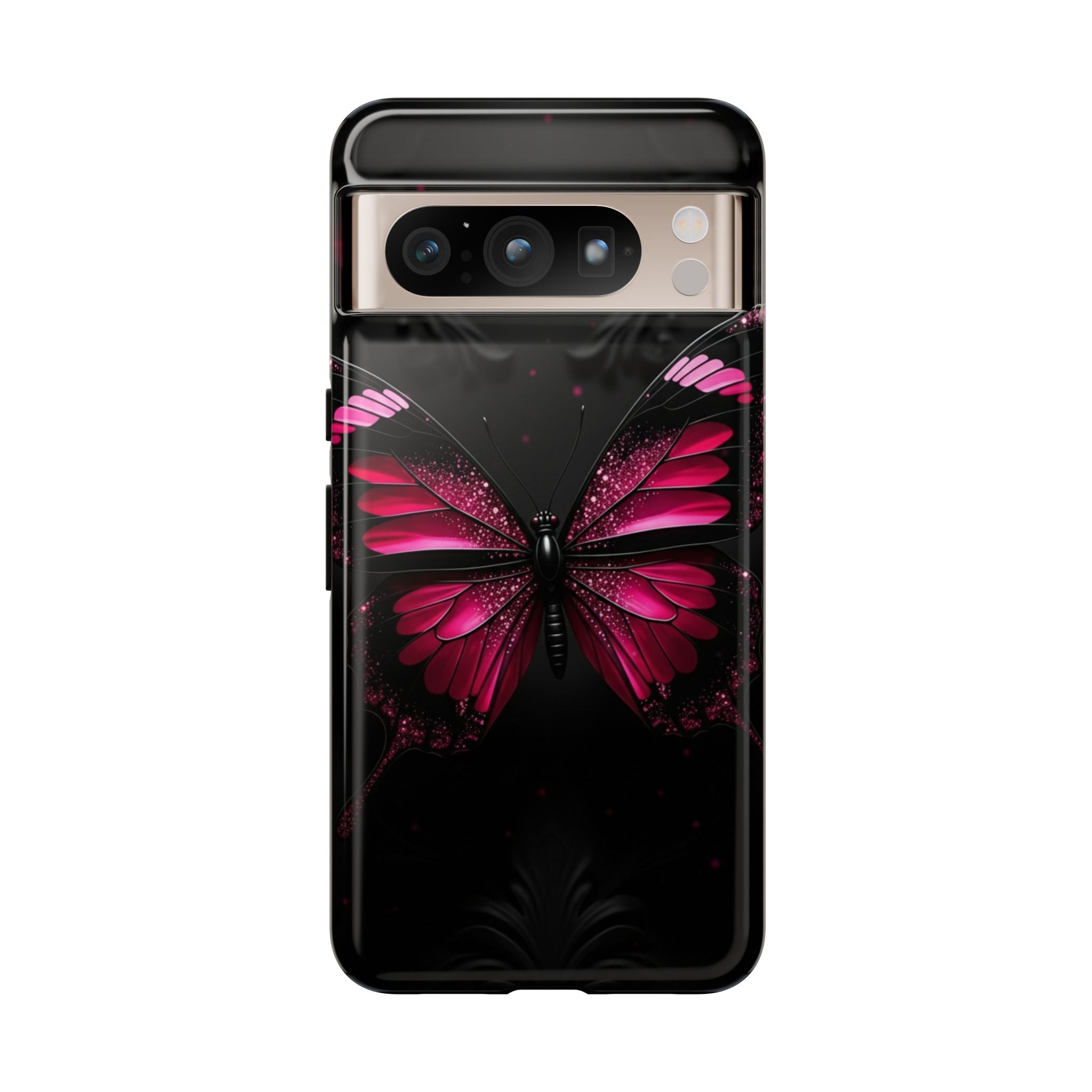 Pink Butterfly Tough Phone Case - Shockproof Protective iPhone Cover