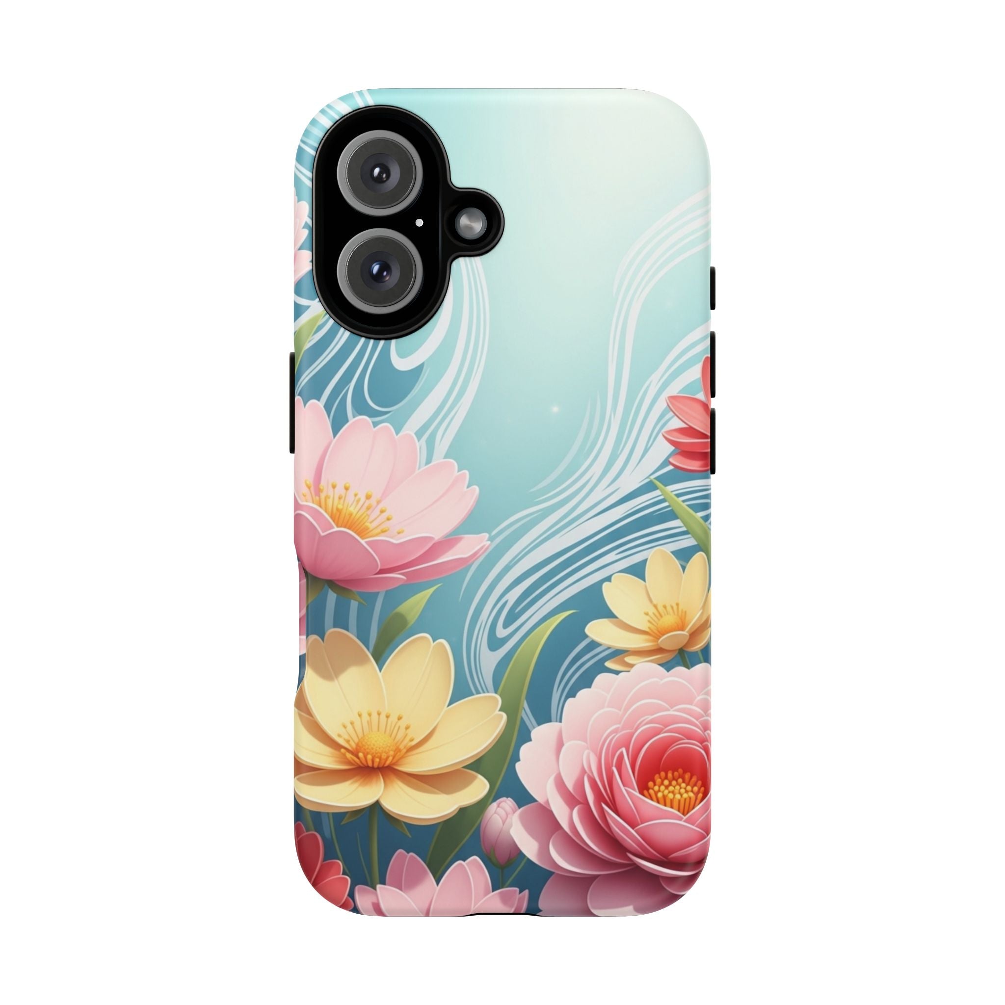 Floral Lotus Tough Phone Case — Watercolor Garden Protective Cover
