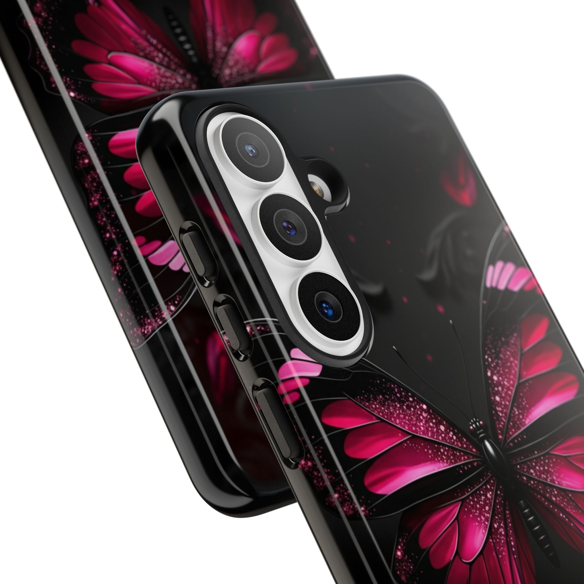 Pink Butterfly Tough Phone Case - Shockproof Protective iPhone Cover