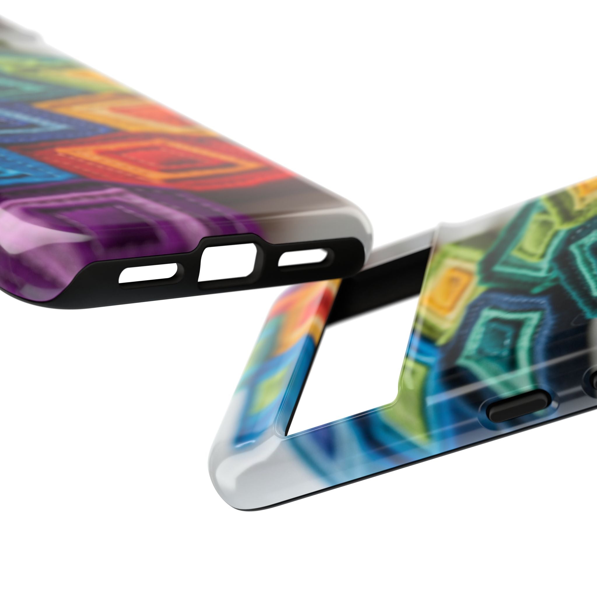 Colorful Geometric Quilt Pattern Phone Case – Bright Rainbow Diamond Tough Case