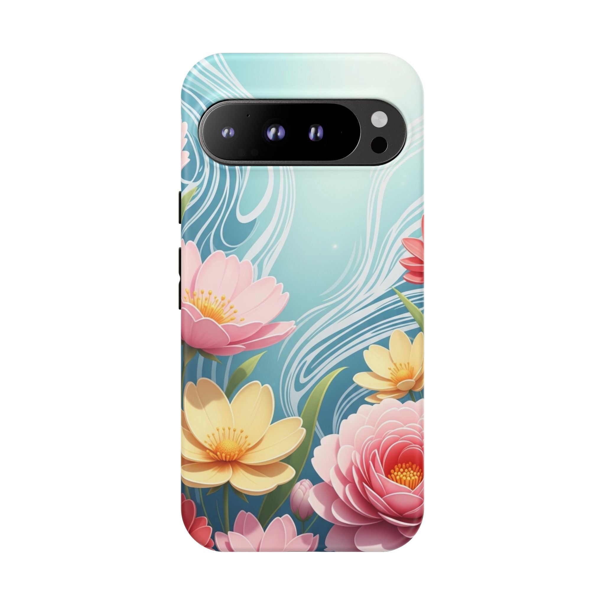 Floral Lotus Tough Phone Case — Watercolor Garden Protective Cover