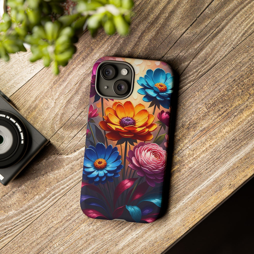 Floral Sunset Tough Phone Case — Vibrant Bloom Protective Cover