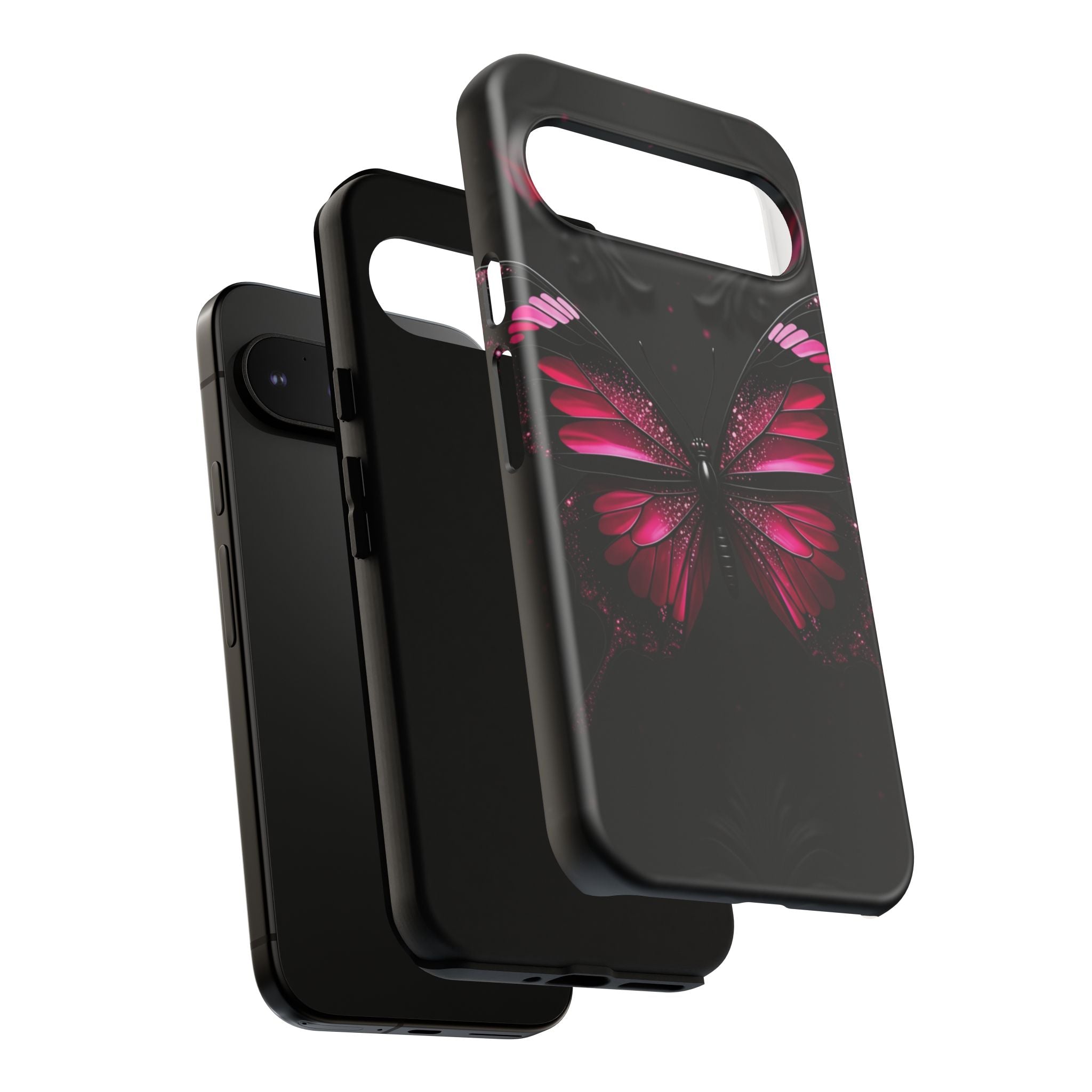 Pink Butterfly Tough Phone Case - Shockproof Protective iPhone Cover