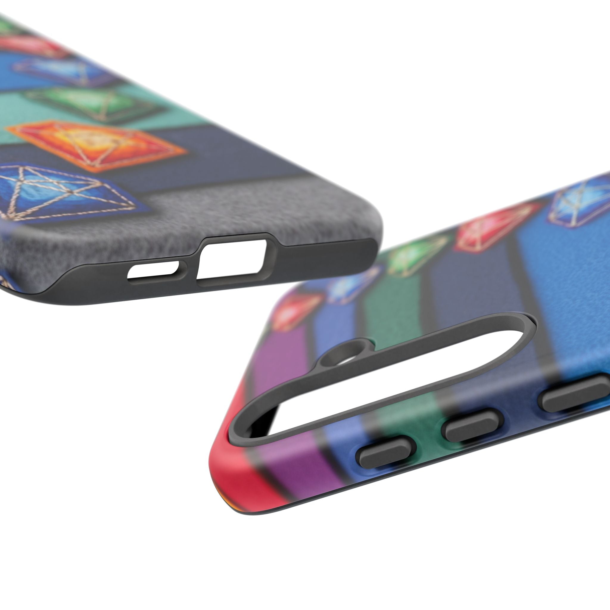 Colorful Gem Stripe Phone Case — Rainbow Diamond Pattern Tough Case