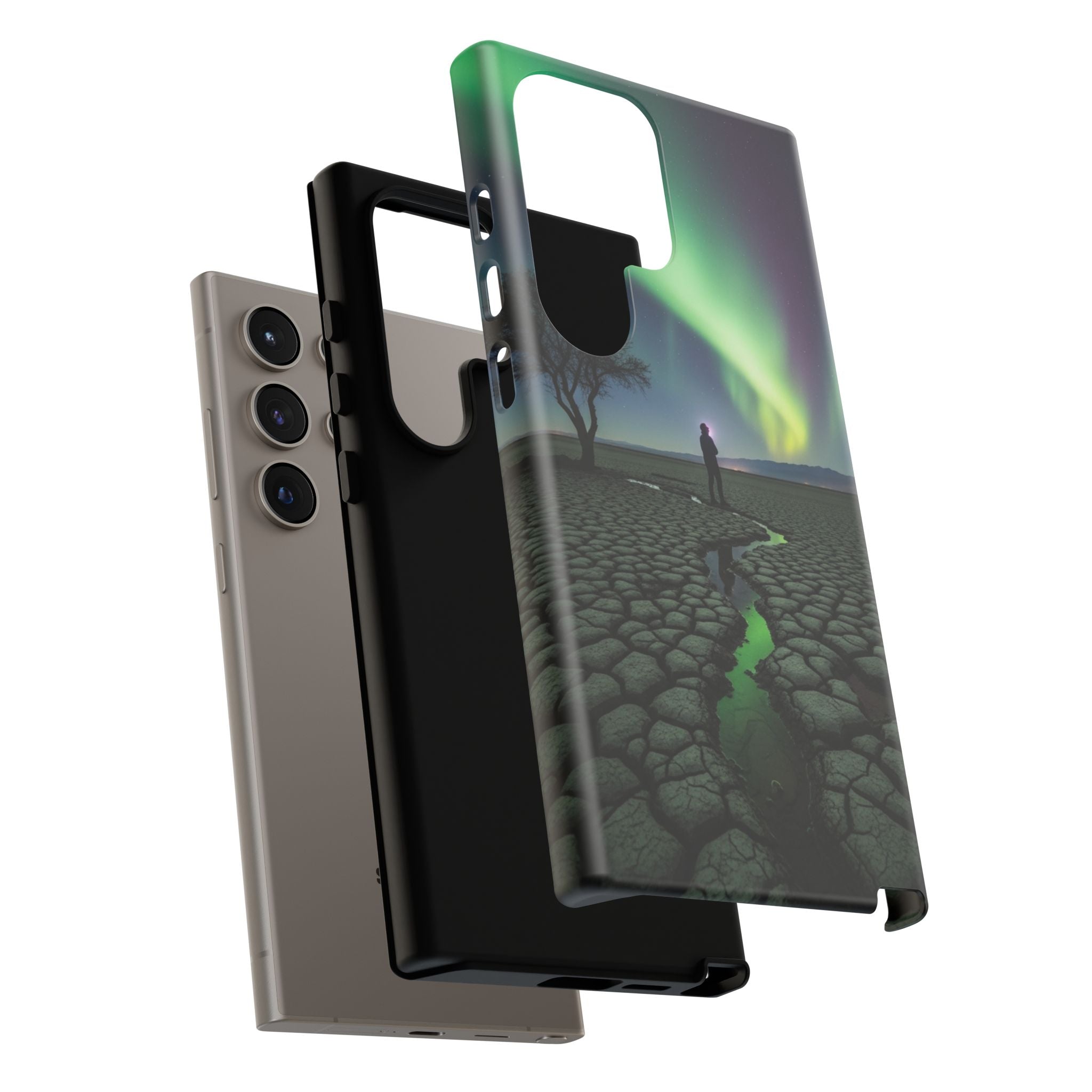 Aurora Night Sky Tough Phone Case — Northern Lights Landscape Protective Cover