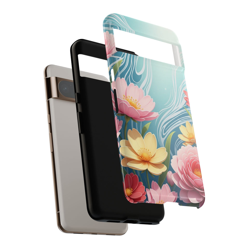 Floral Lotus Tough Phone Case — Watercolor Garden Protective Cover