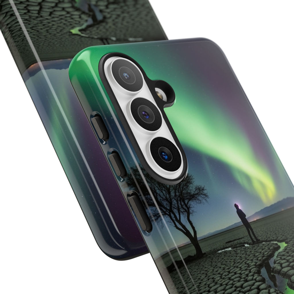 Aurora Night Sky Tough Phone Case — Northern Lights Landscape Protective Cover
