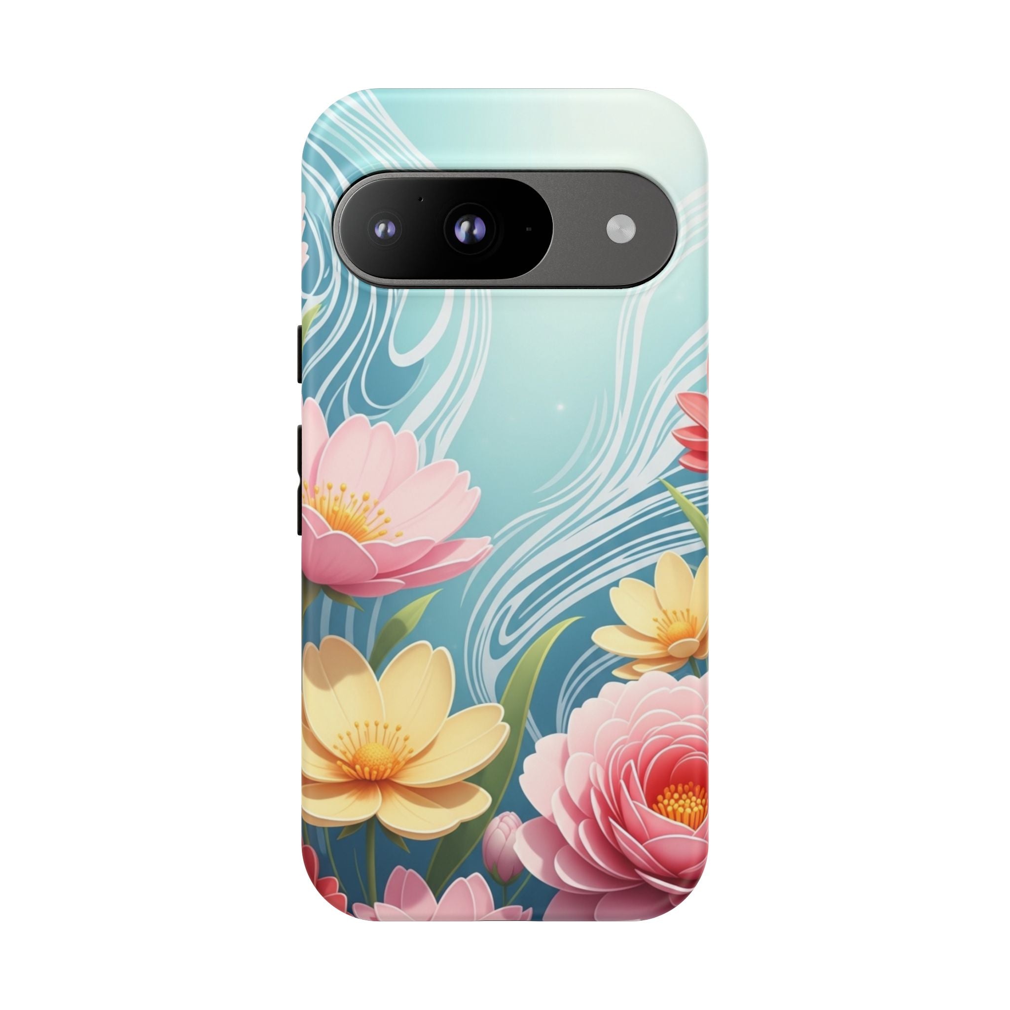 Floral Lotus Tough Phone Case — Watercolor Garden Protective Cover