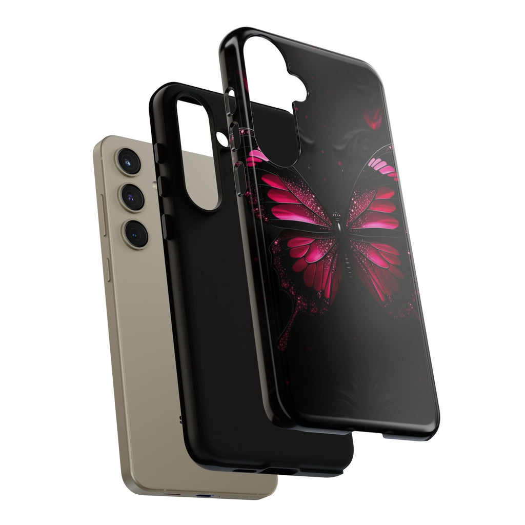 Pink Butterfly Tough Phone Case - Shockproof Protective iPhone Cover