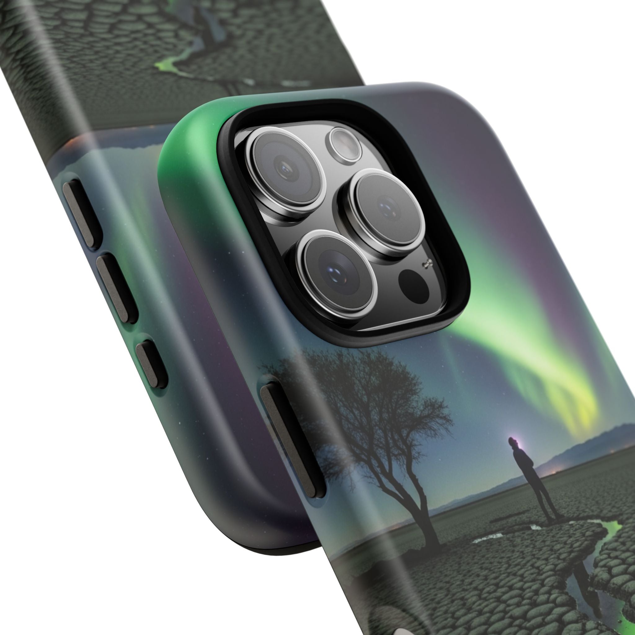 Aurora Night Sky Tough Phone Case — Northern Lights Landscape Protective Cover