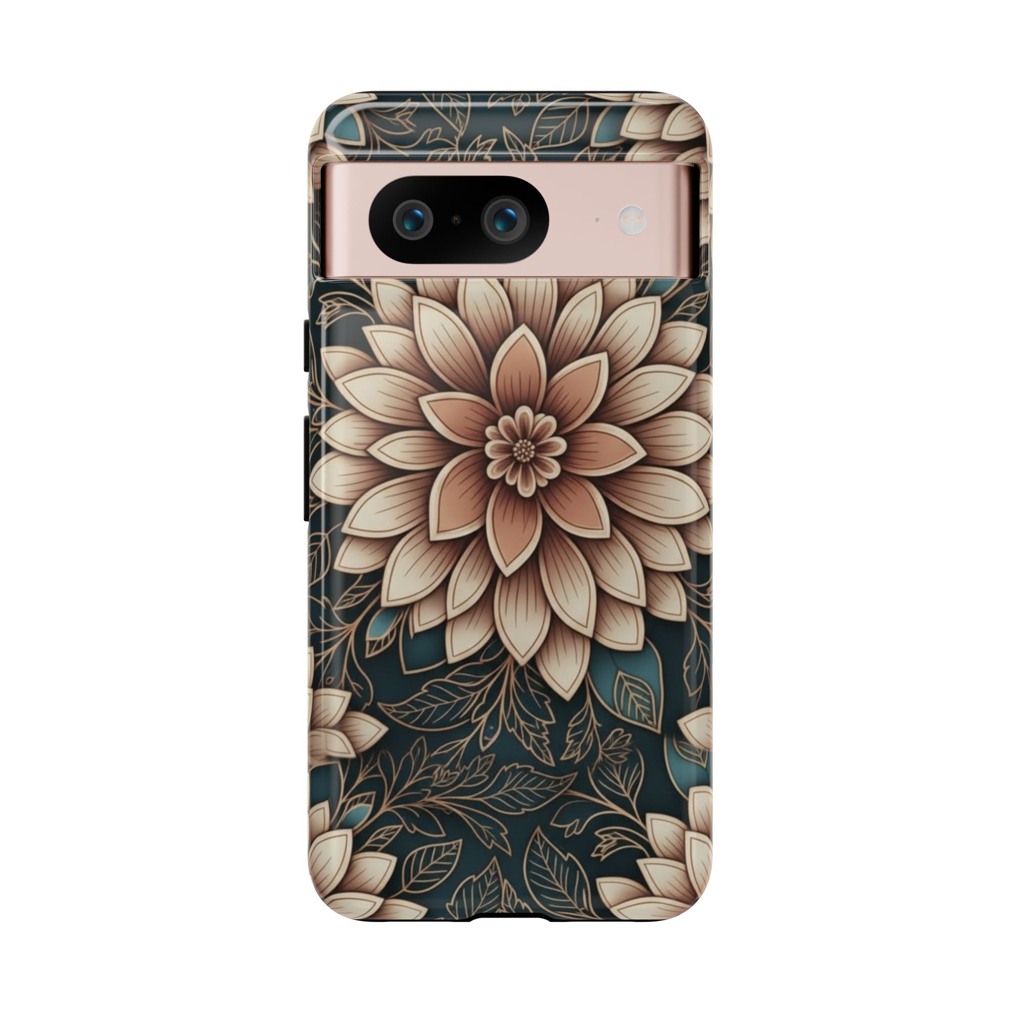 Floral Mandala Tough Phone Case - Boho Dahlia Protective Cover