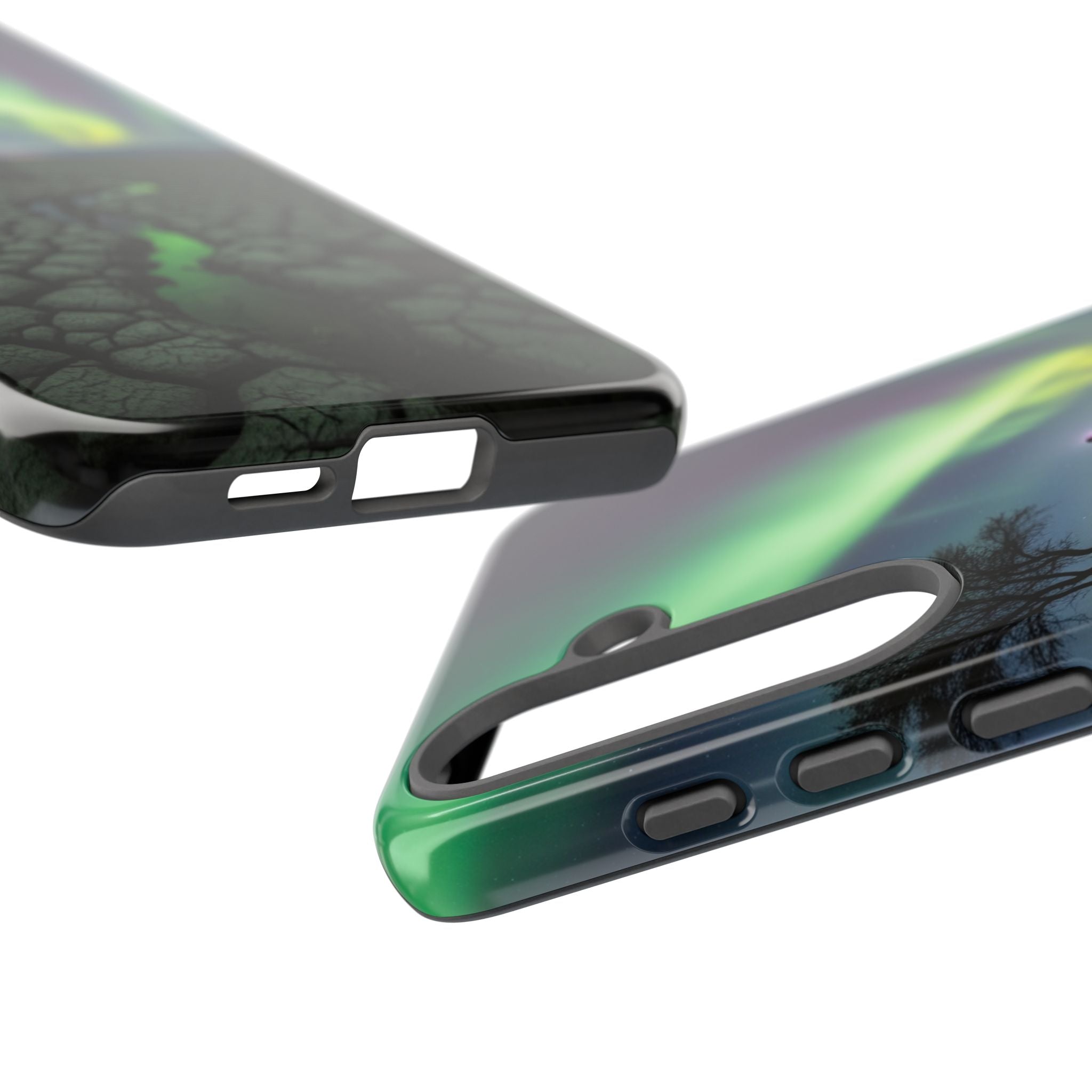 Aurora Night Sky Tough Phone Case — Northern Lights Landscape Protective Cover