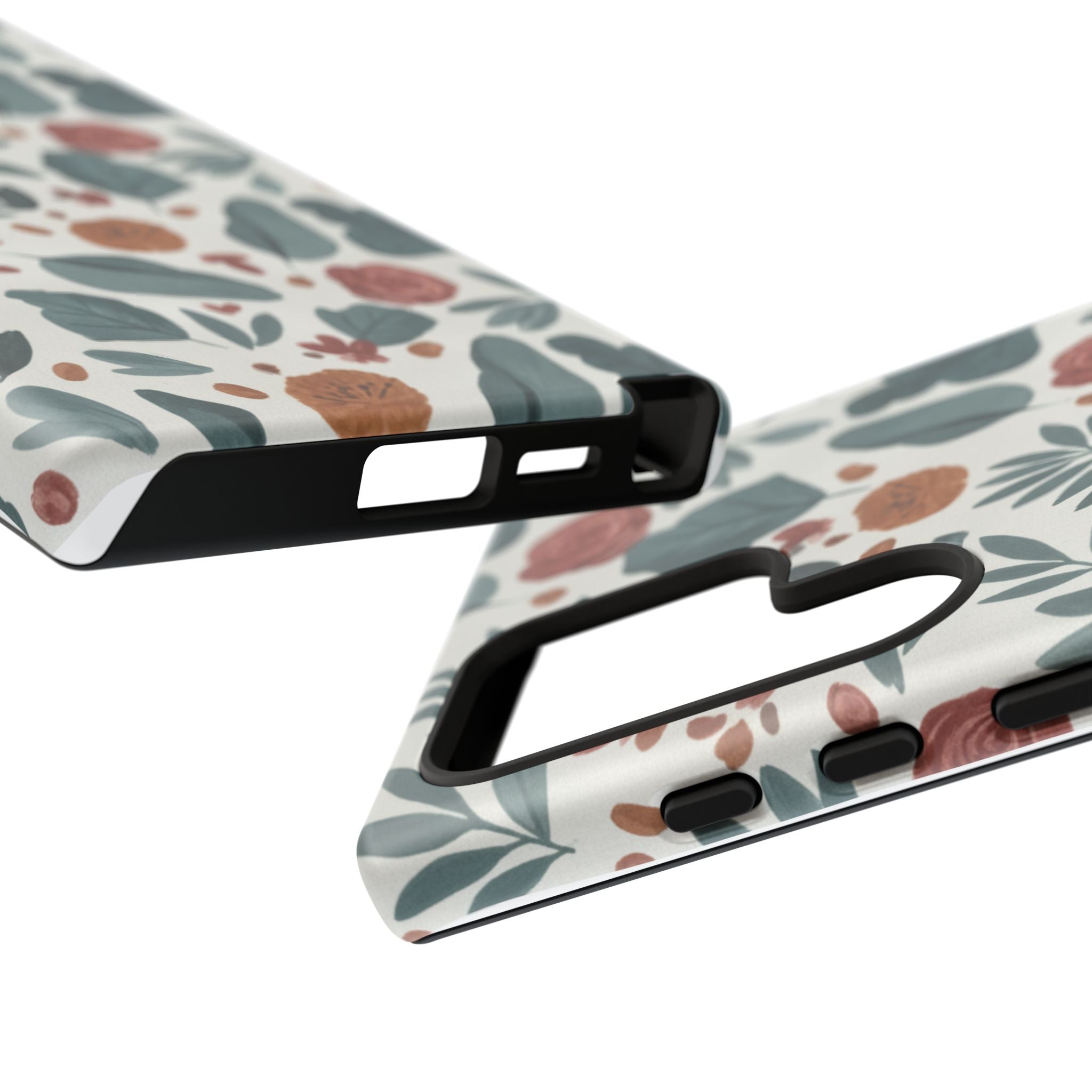 Floral Leaf Pattern Tough Phone Case — Protective Botanical iPhone Cover