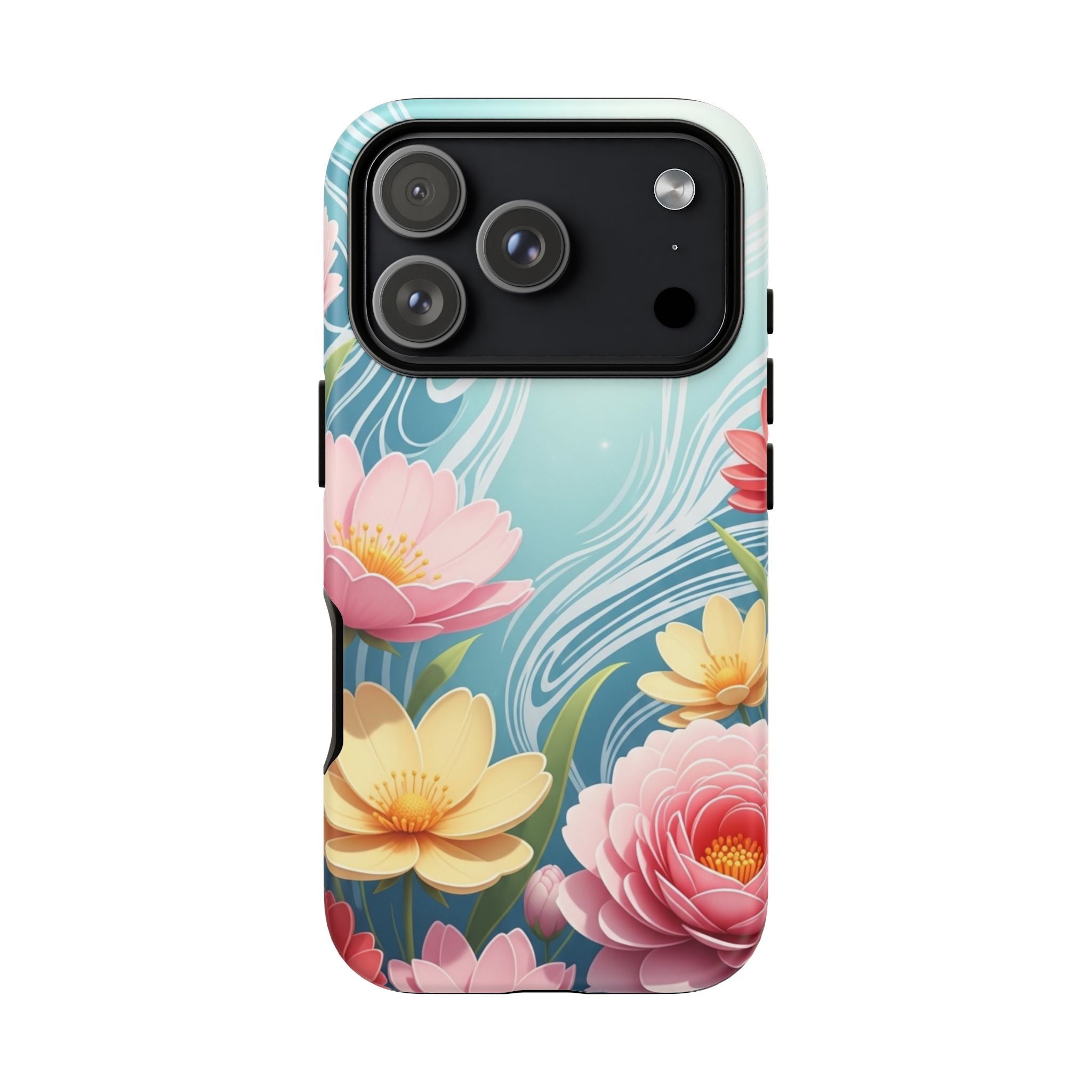 Floral Lotus Tough Phone Case — Watercolor Garden Protective Cover
