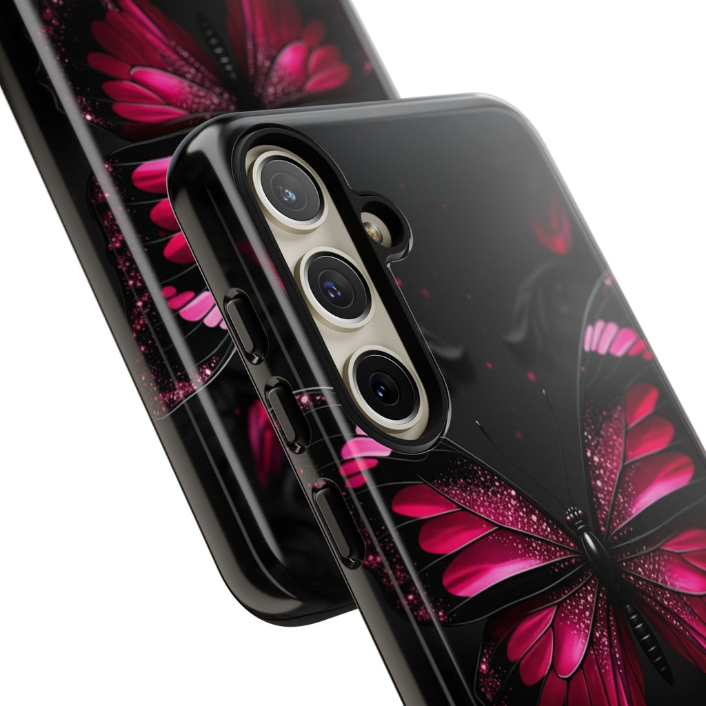 Pink Butterfly Tough Phone Case - Shockproof Protective iPhone Cover