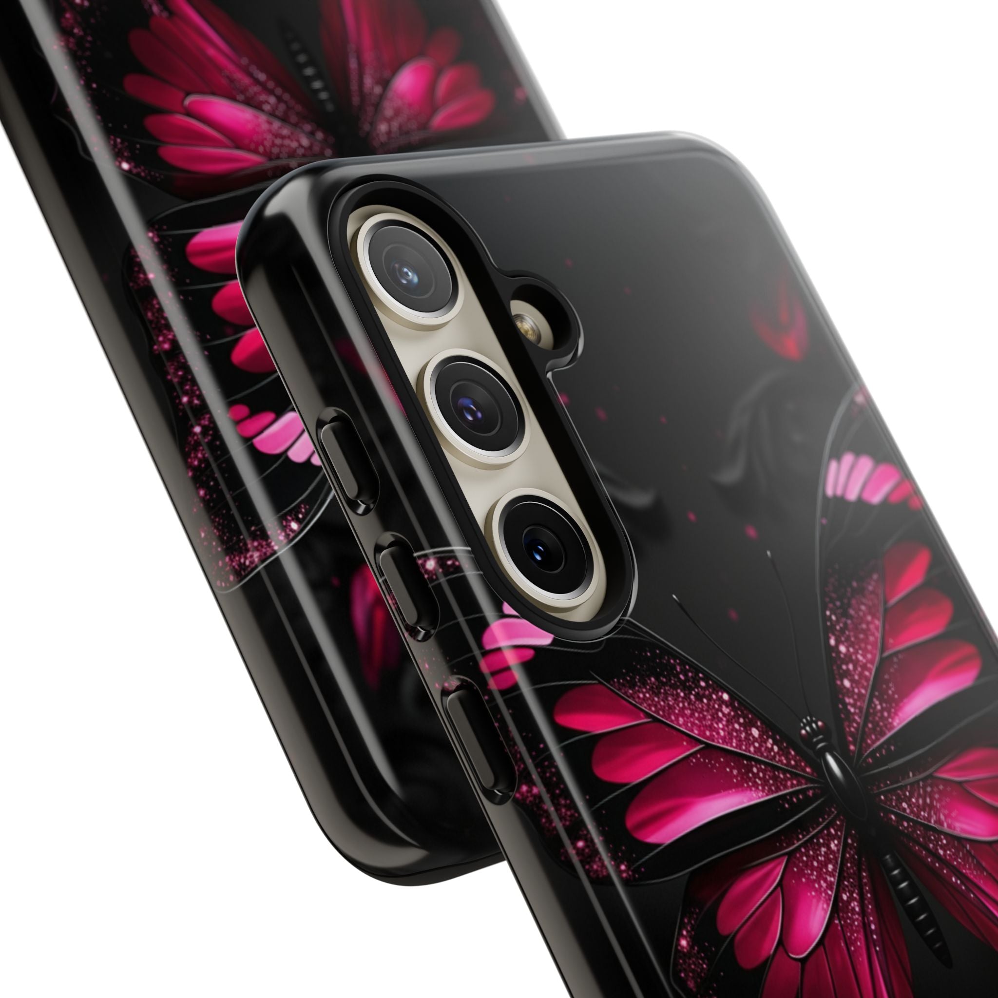 Pink Butterfly Tough Phone Case - Shockproof Protective iPhone Cover
