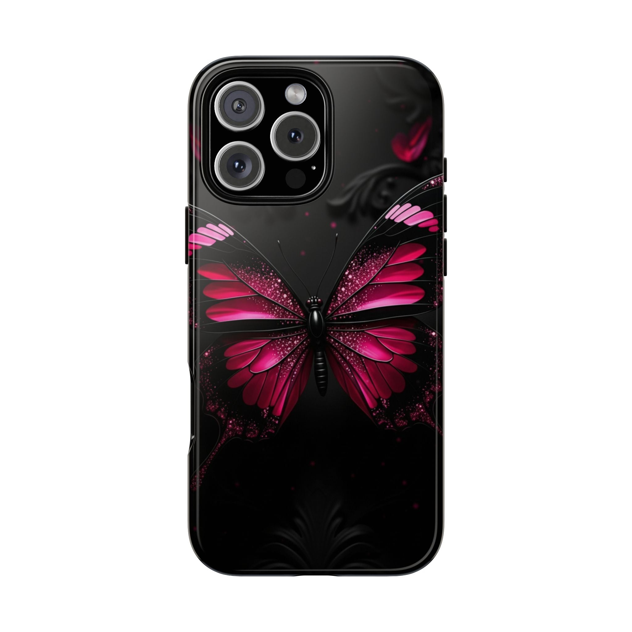 Pink Butterfly Tough Phone Case - Shockproof Protective iPhone Cover