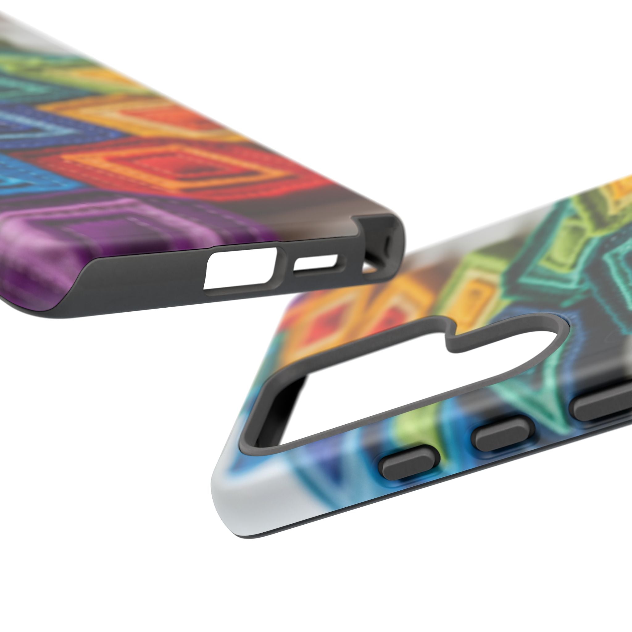 Colorful Geometric Quilt Pattern Phone Case – Bright Rainbow Diamond Tough Case