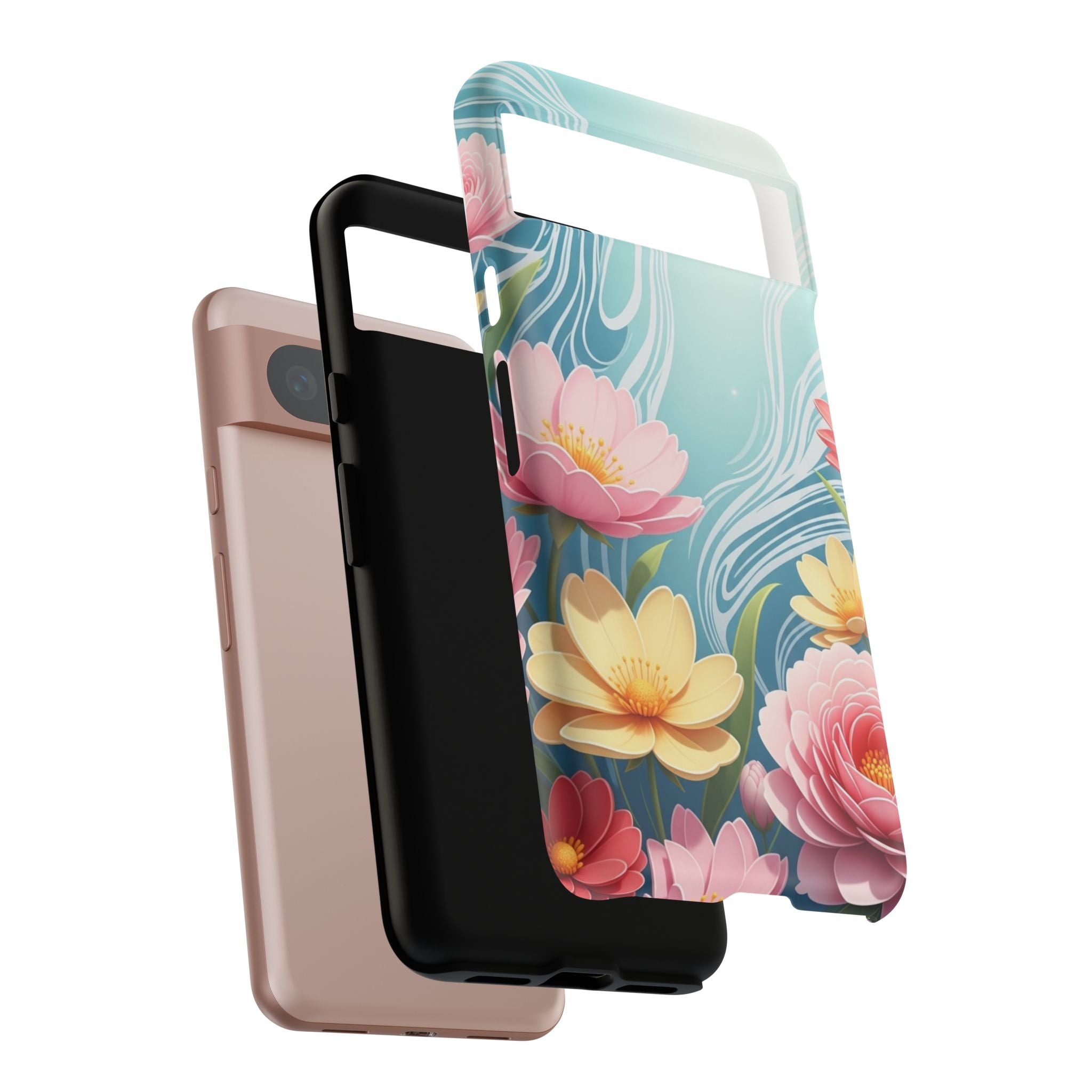 Floral Lotus Tough Phone Case — Watercolor Garden Protective Cover