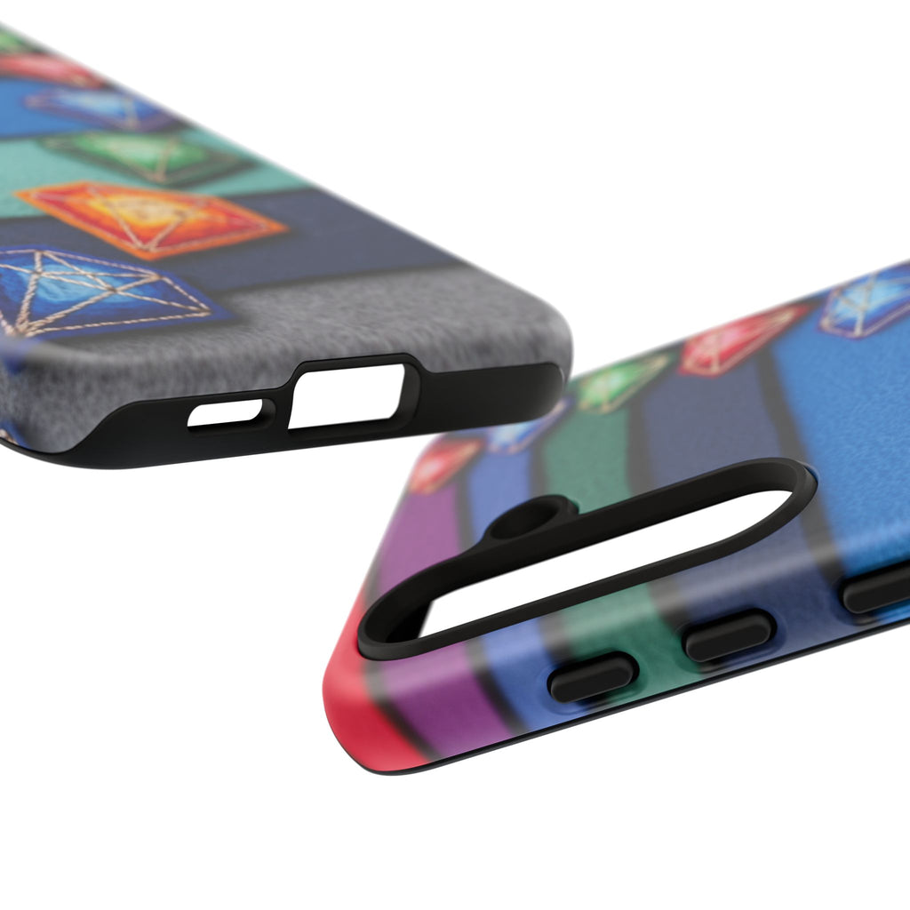 Colorful Gem Stripe Phone Case — Rainbow Diamond Pattern Tough Case