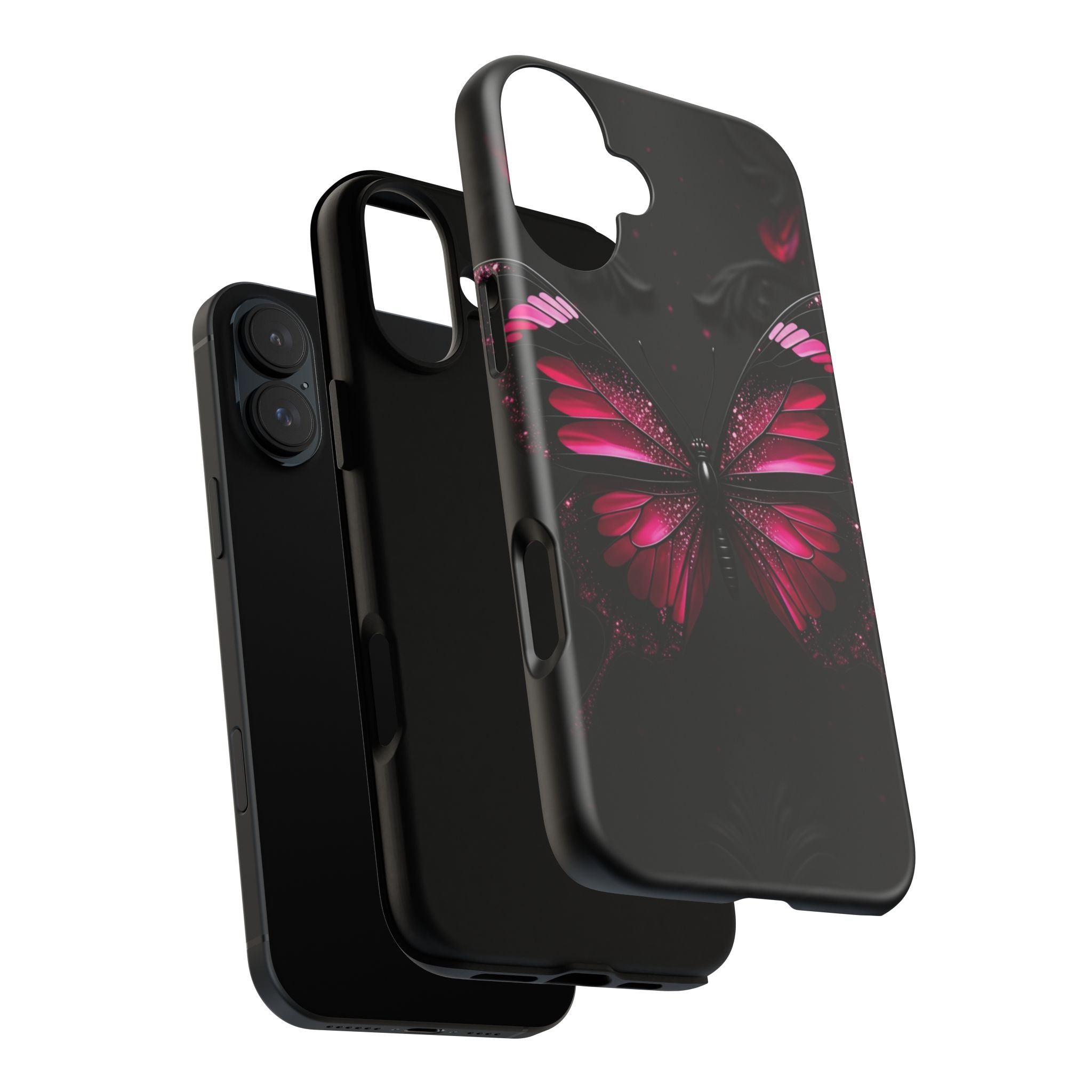 Pink Butterfly Tough Phone Case - Shockproof Protective iPhone Cover
