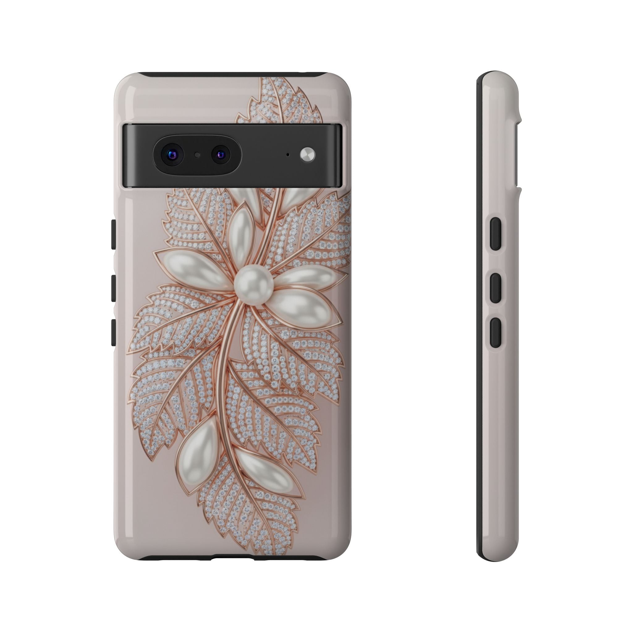 Rose Gold Pearl Leaf Tough Phone Case for Google Phone