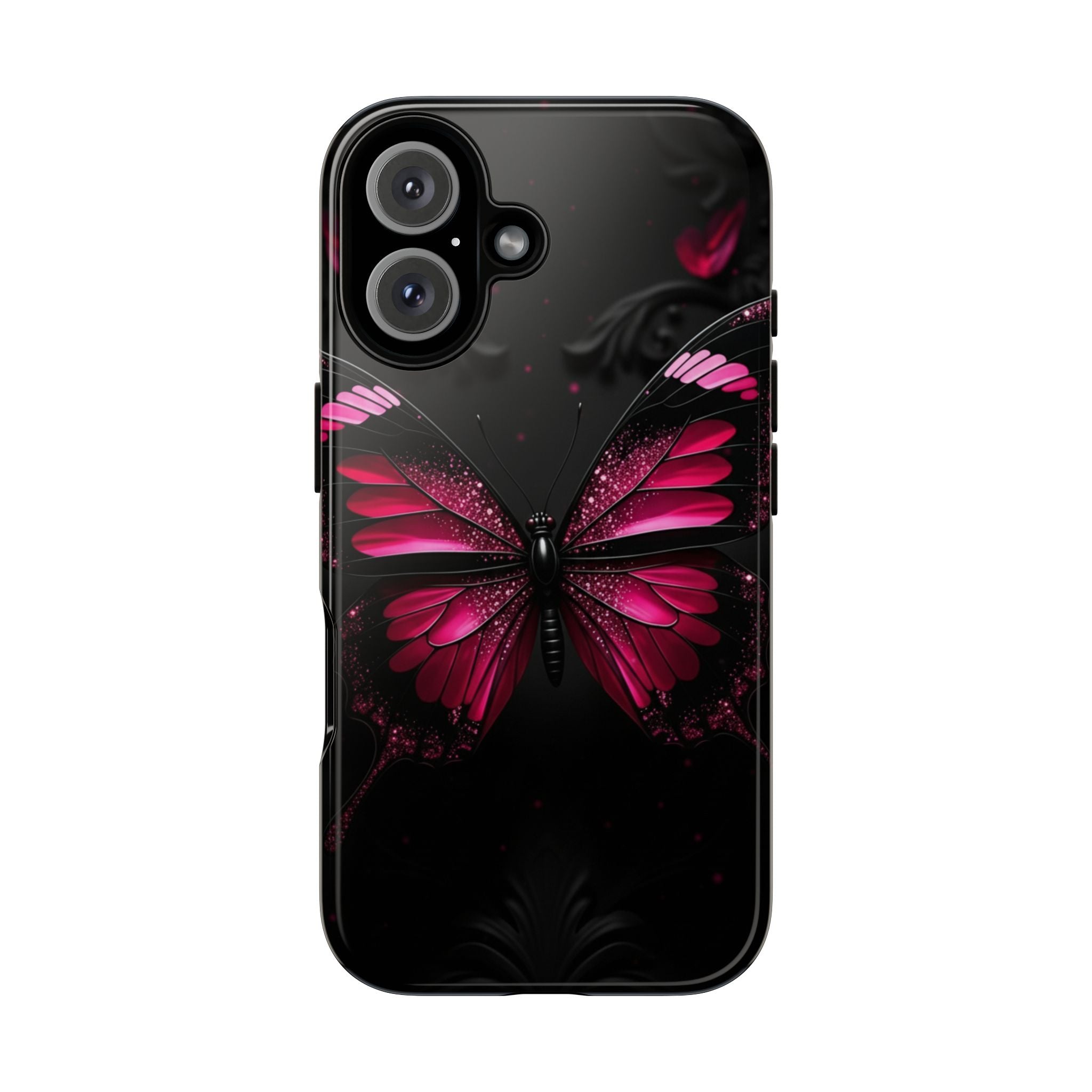 Pink Butterfly Tough Phone Case - Shockproof Protective iPhone Cover
