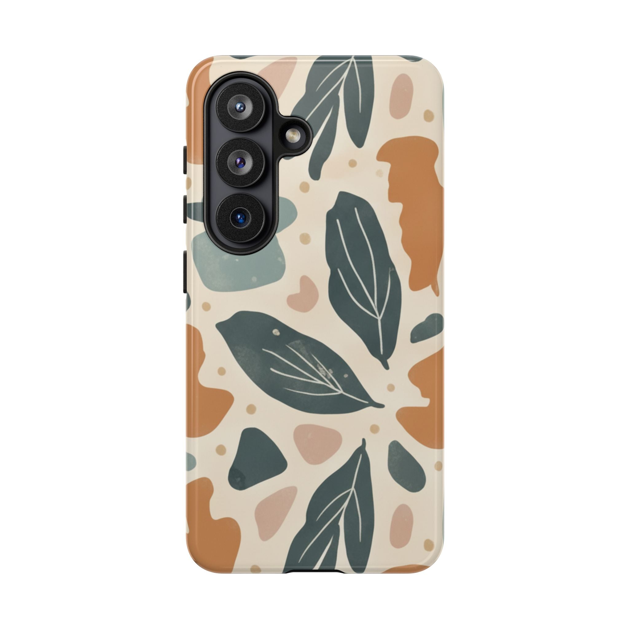 Floral Leaf Tough Phone Case — Abstract Earth-Tone Protection