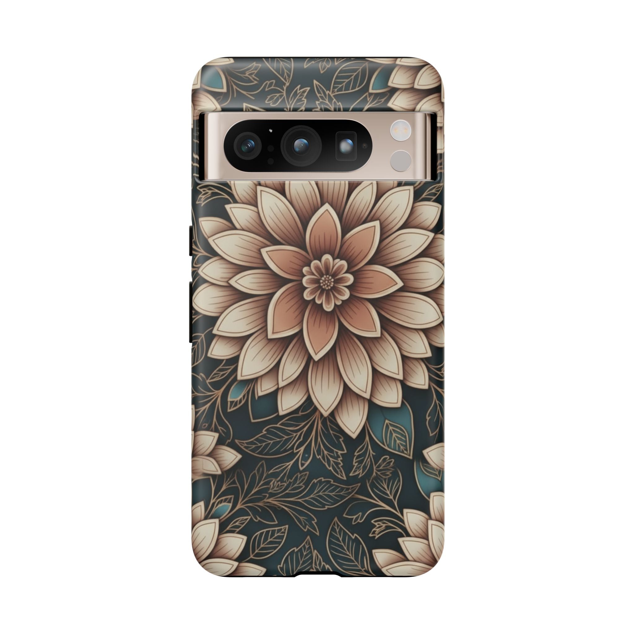 Floral Mandala Tough Phone Case - Boho Dahlia Protective Cover