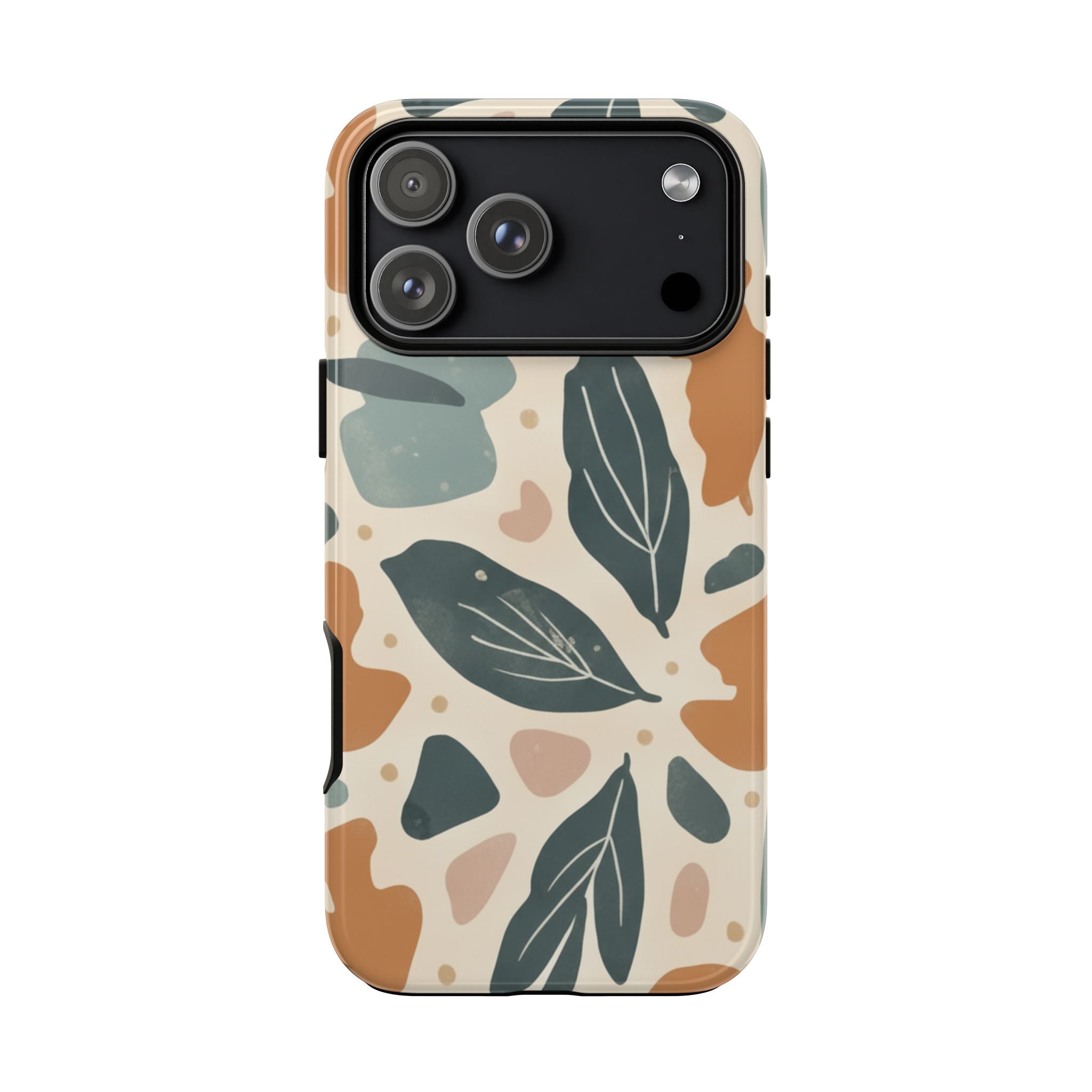 Floral Leaf Tough Phone Case — Abstract Earth-Tone Protection