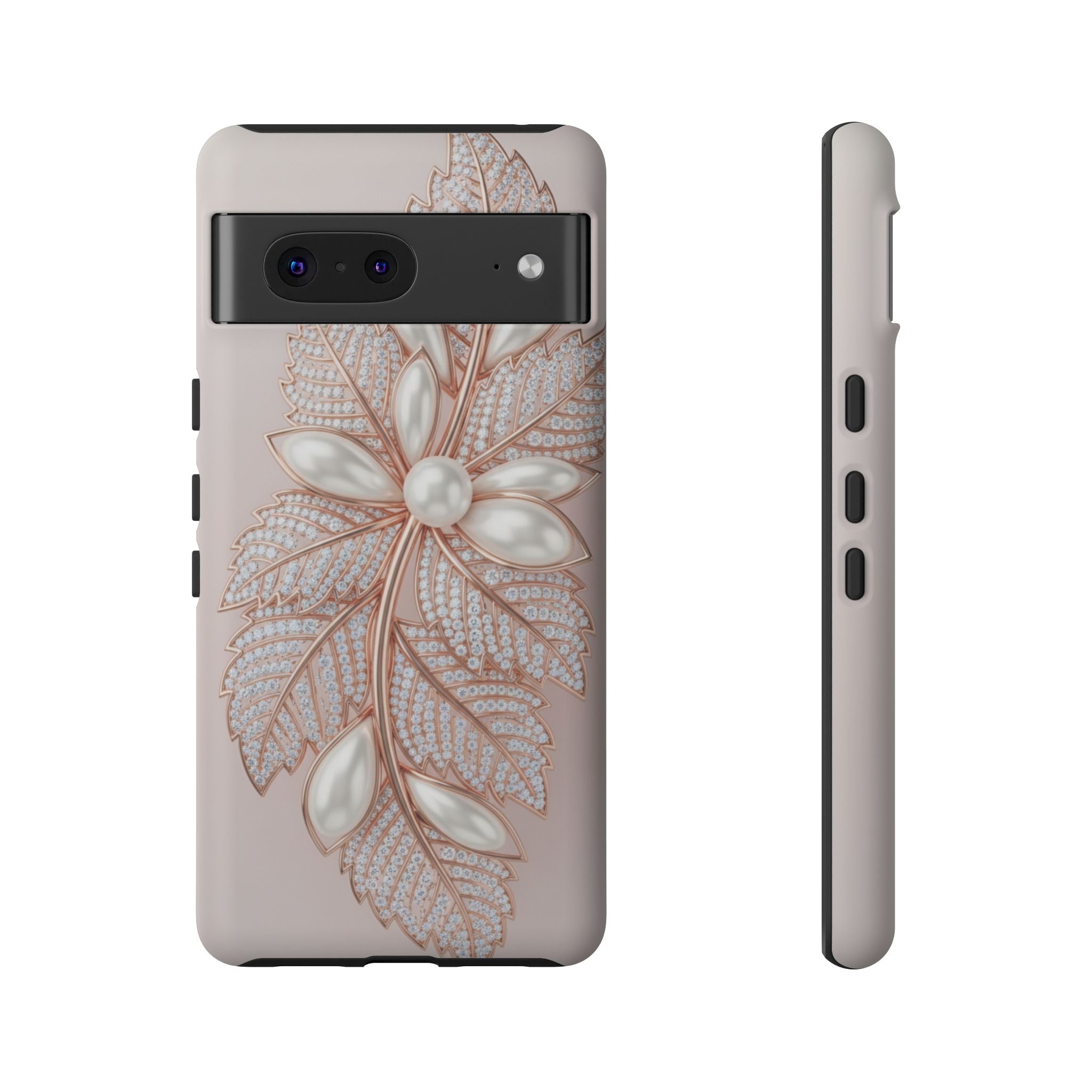 Rose Gold Pearl Leaf Tough Phone Case for Google Phone