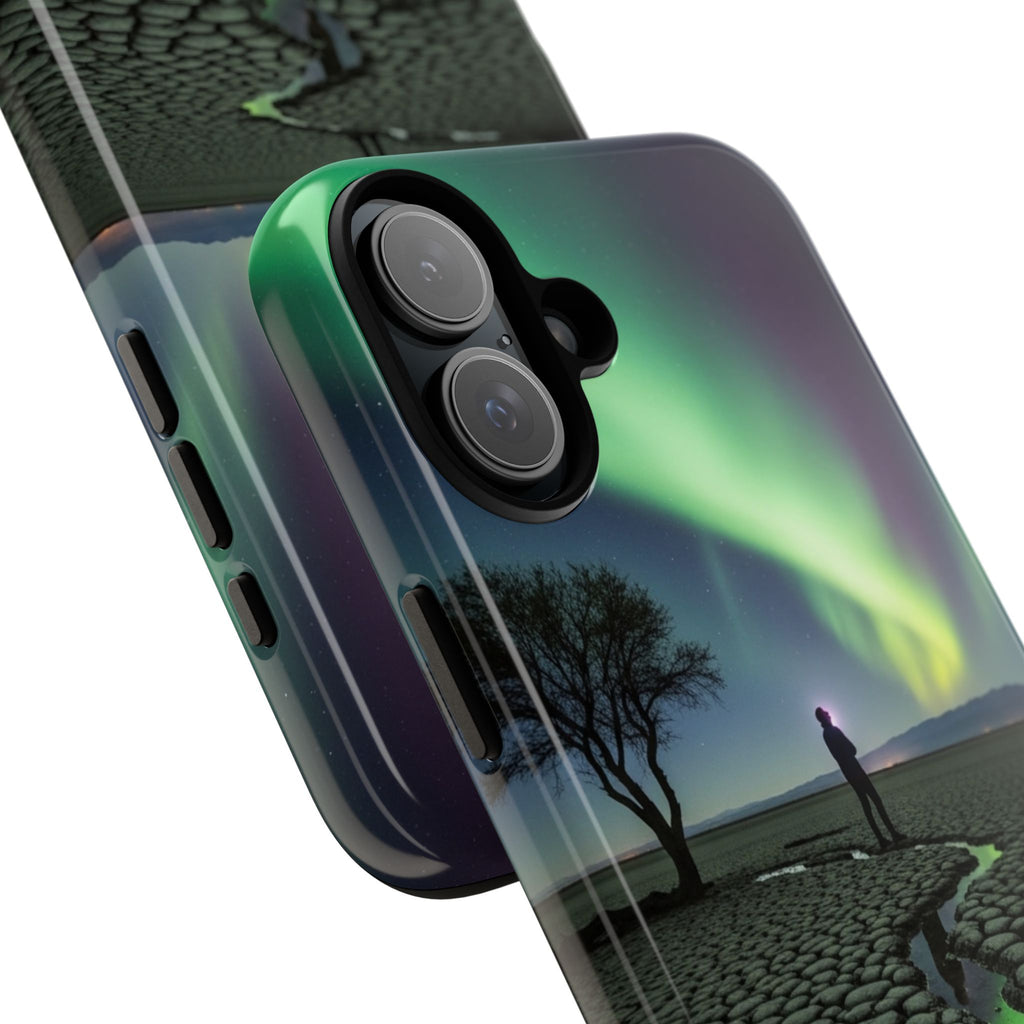 Aurora Night Sky Tough Phone Case — Northern Lights Landscape Protective Cover