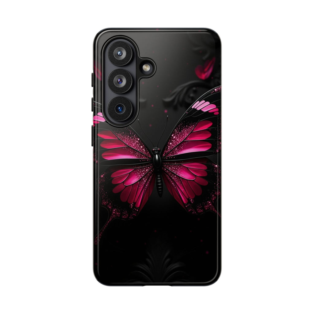 Pink Butterfly Tough Phone Case - Shockproof Protective iPhone Cover