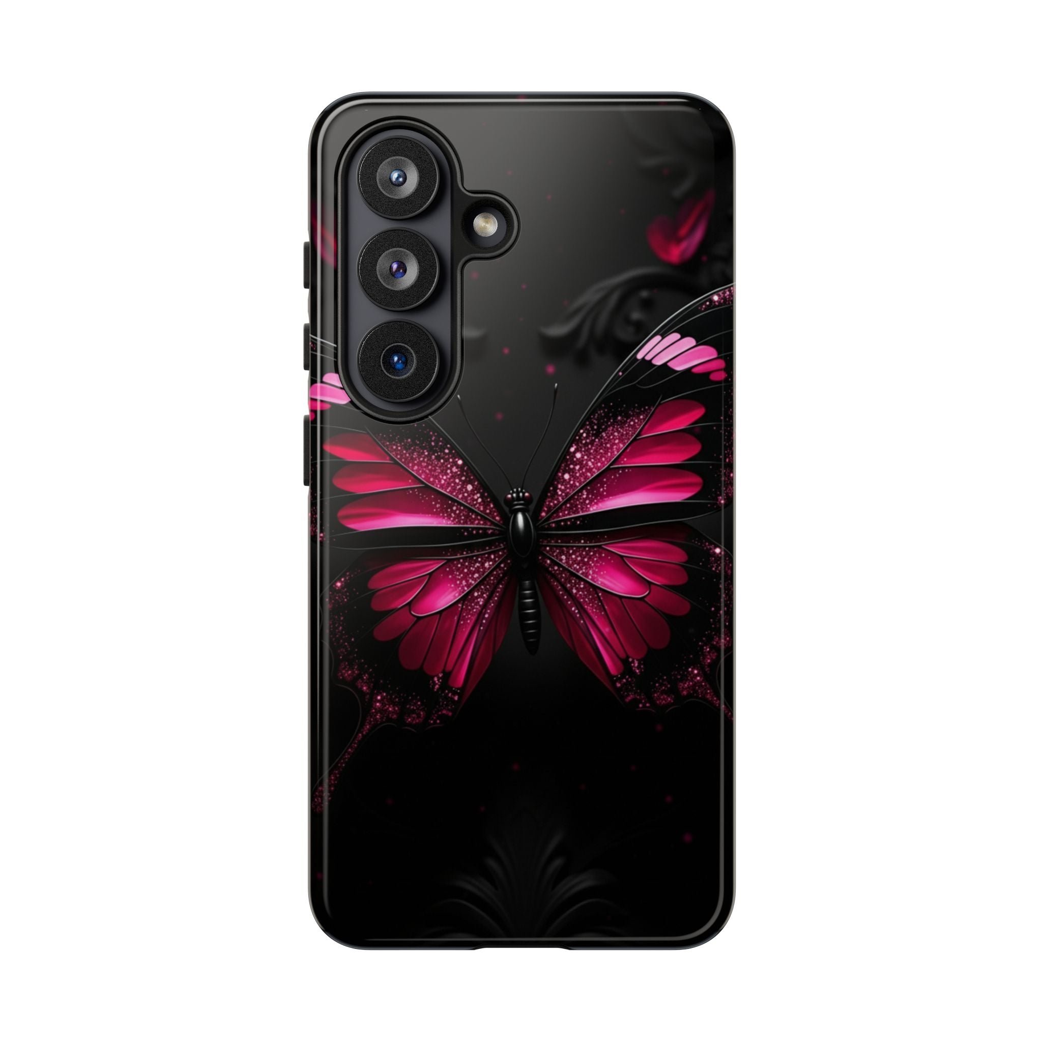 Pink Butterfly Tough Phone Case - Shockproof Protective iPhone Cover