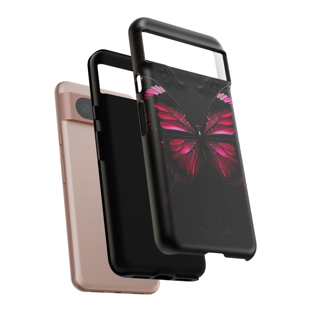Pink Butterfly Tough Phone Case - Shockproof Protective iPhone Cover