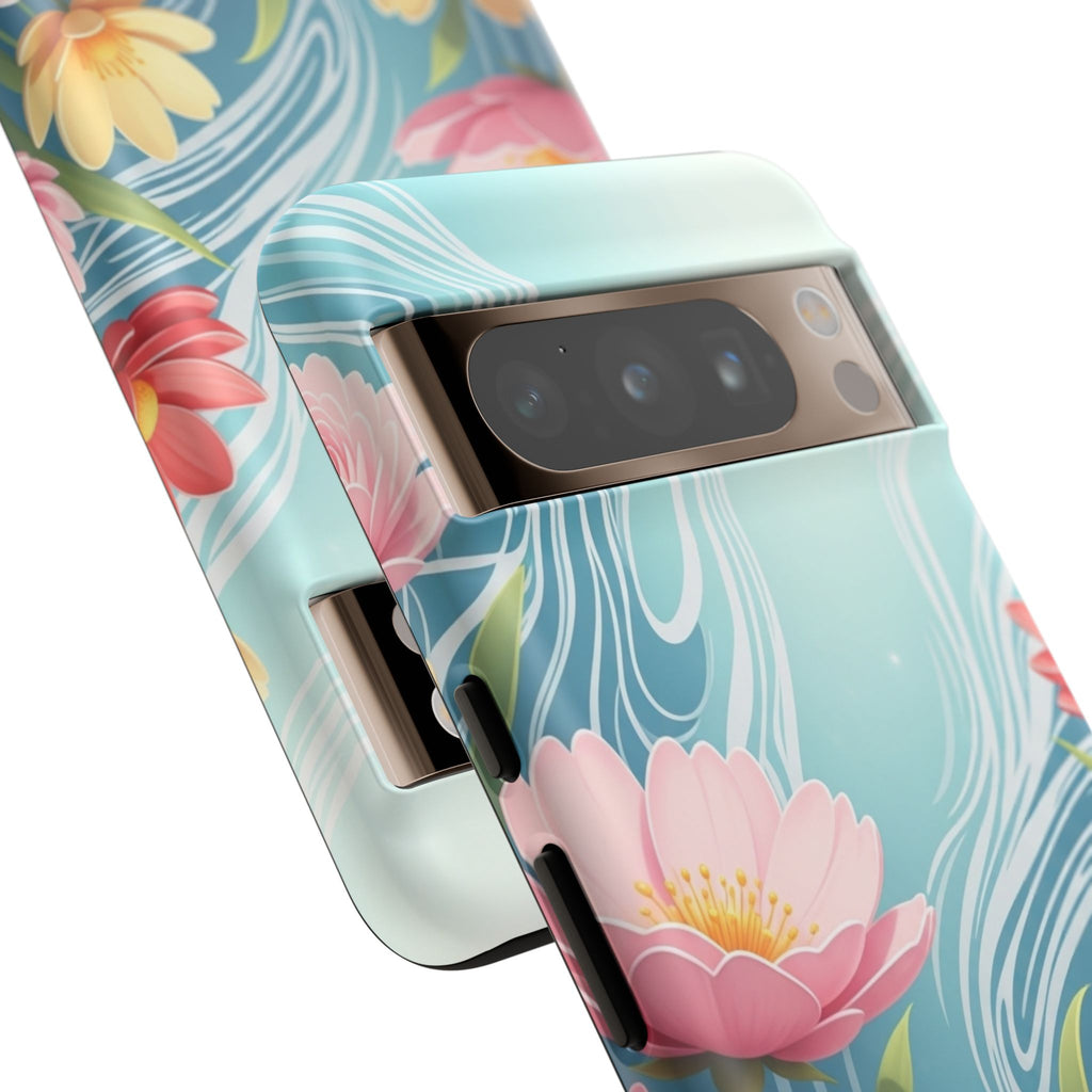 Floral Lotus Tough Phone Case — Watercolor Garden Protective Cover
