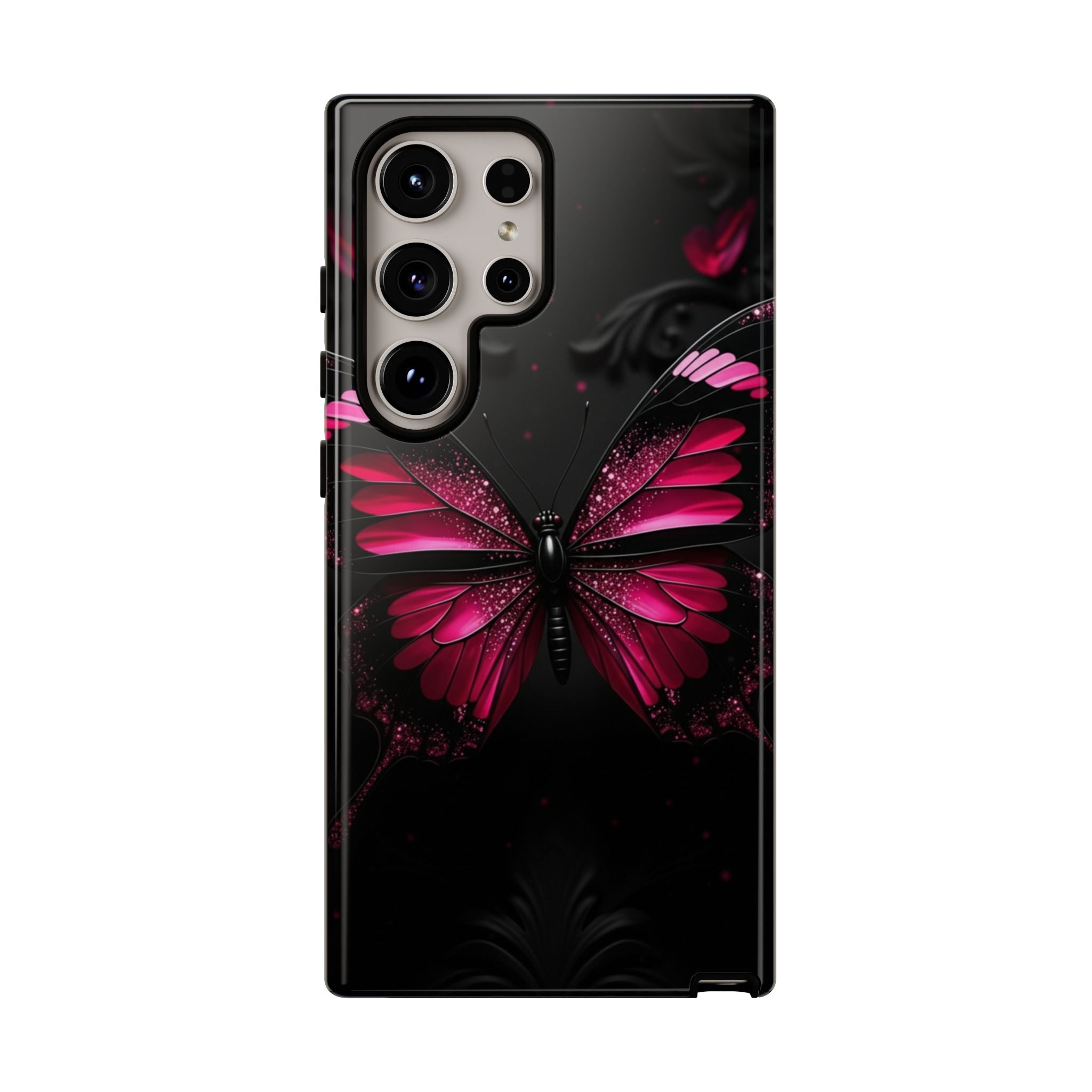 Pink Butterfly Tough Phone Case - Shockproof Protective iPhone Cover
